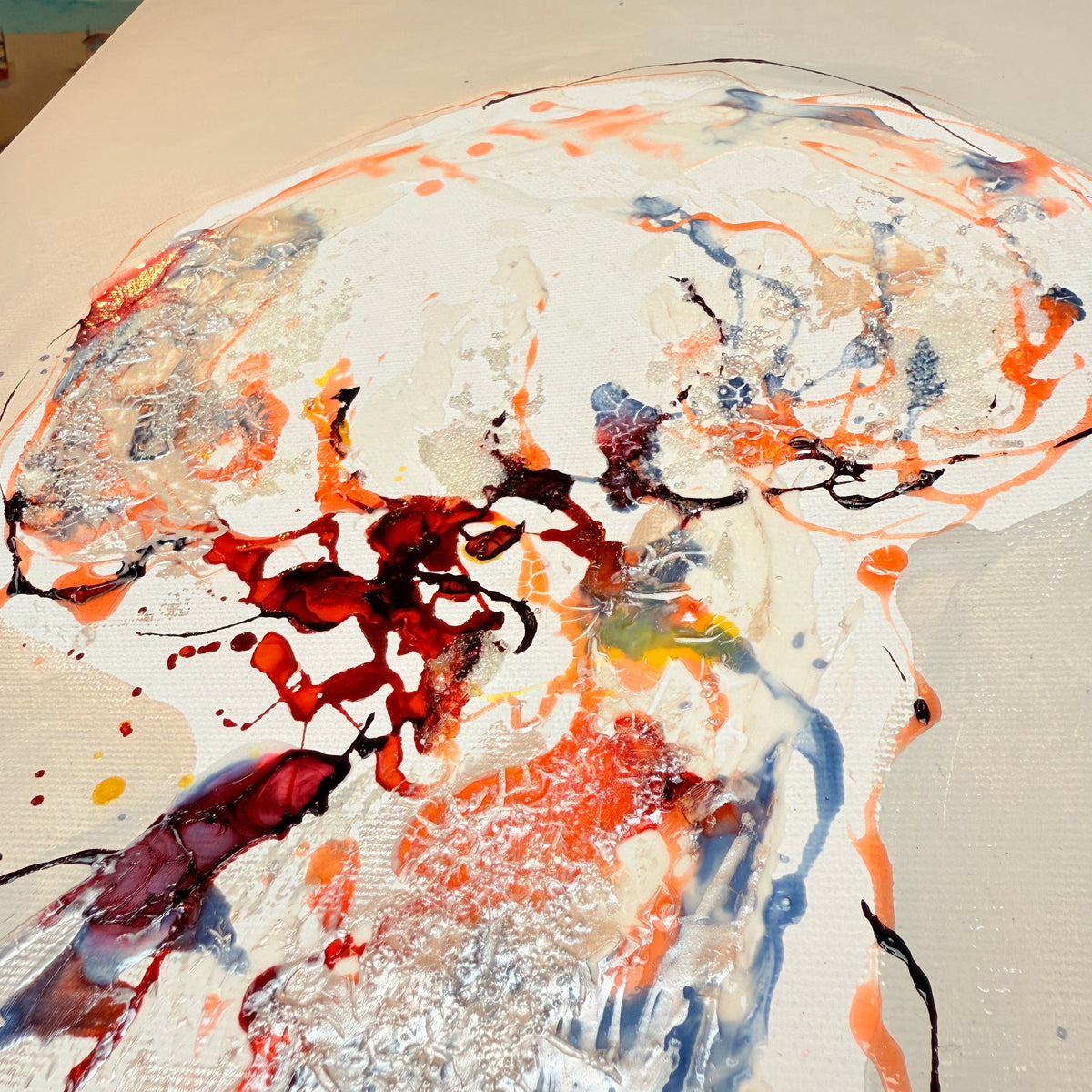 Introverts VI – Large Jellyfish Moltenism Painting, 40x80cm