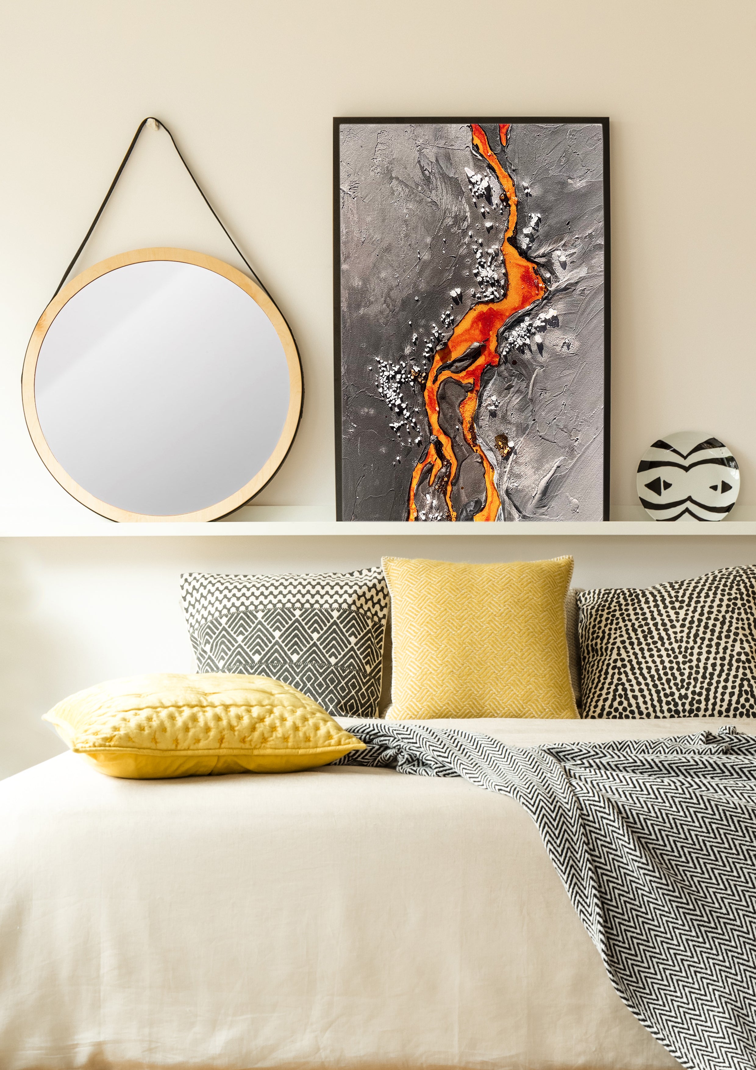 SOLD Volcanic Lava painting on Canvas, 20x30cm, canvas, moltenism