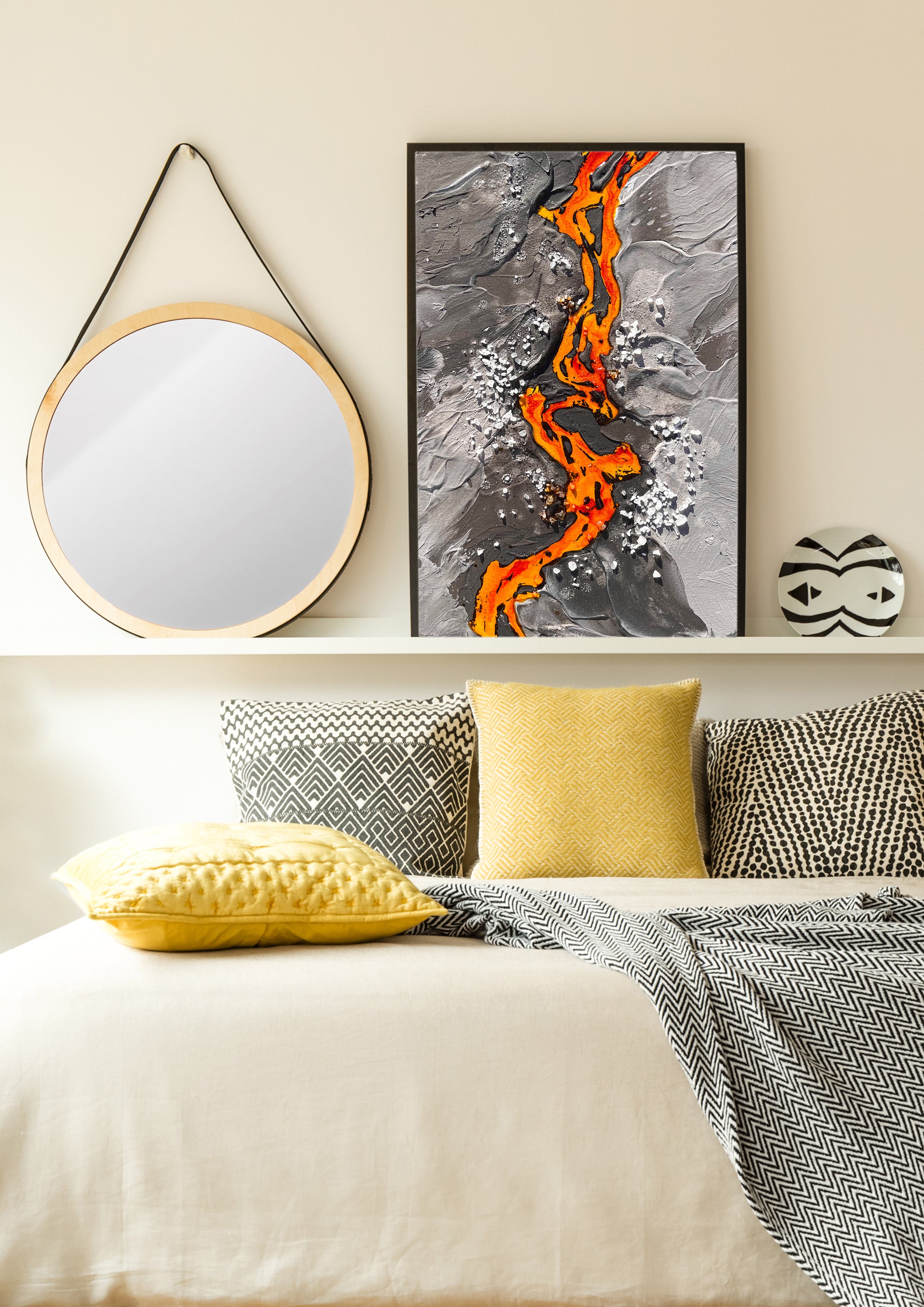SOLD Volcanic Lava painting on Canvas, 20x30cm, canvas, moltenism