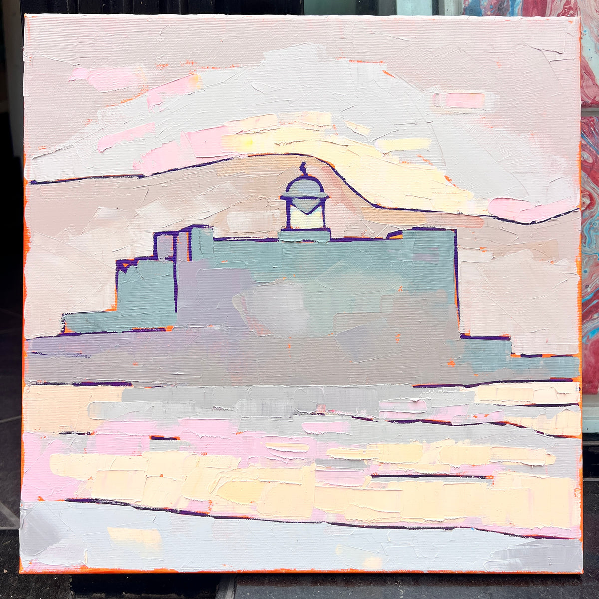 Soft Atlantic Light — pintura original, 40 × 40 cm