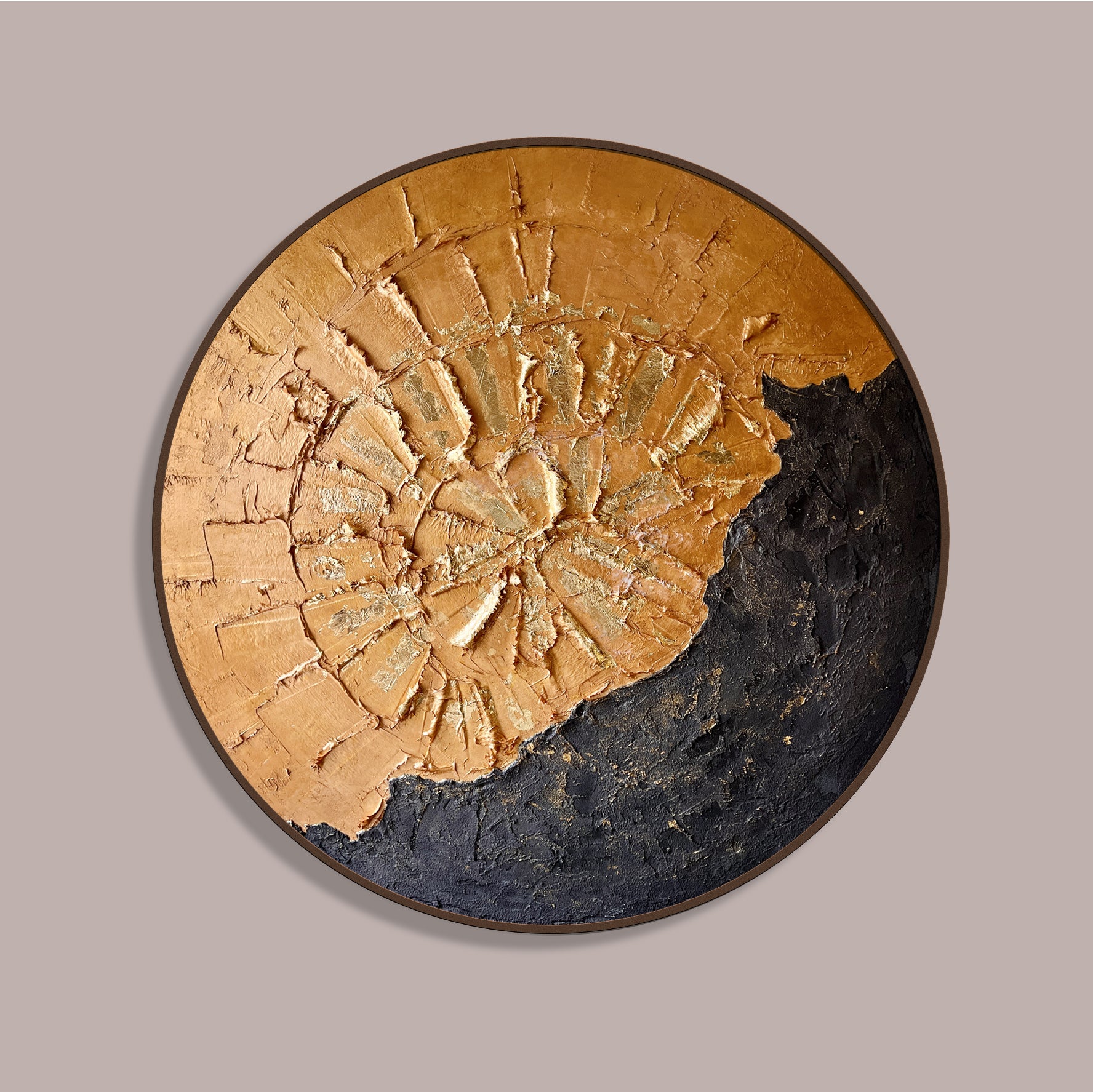 Moltenism, Original painting on Canvas, 90cm, Round, 'Sculpted in Fire'