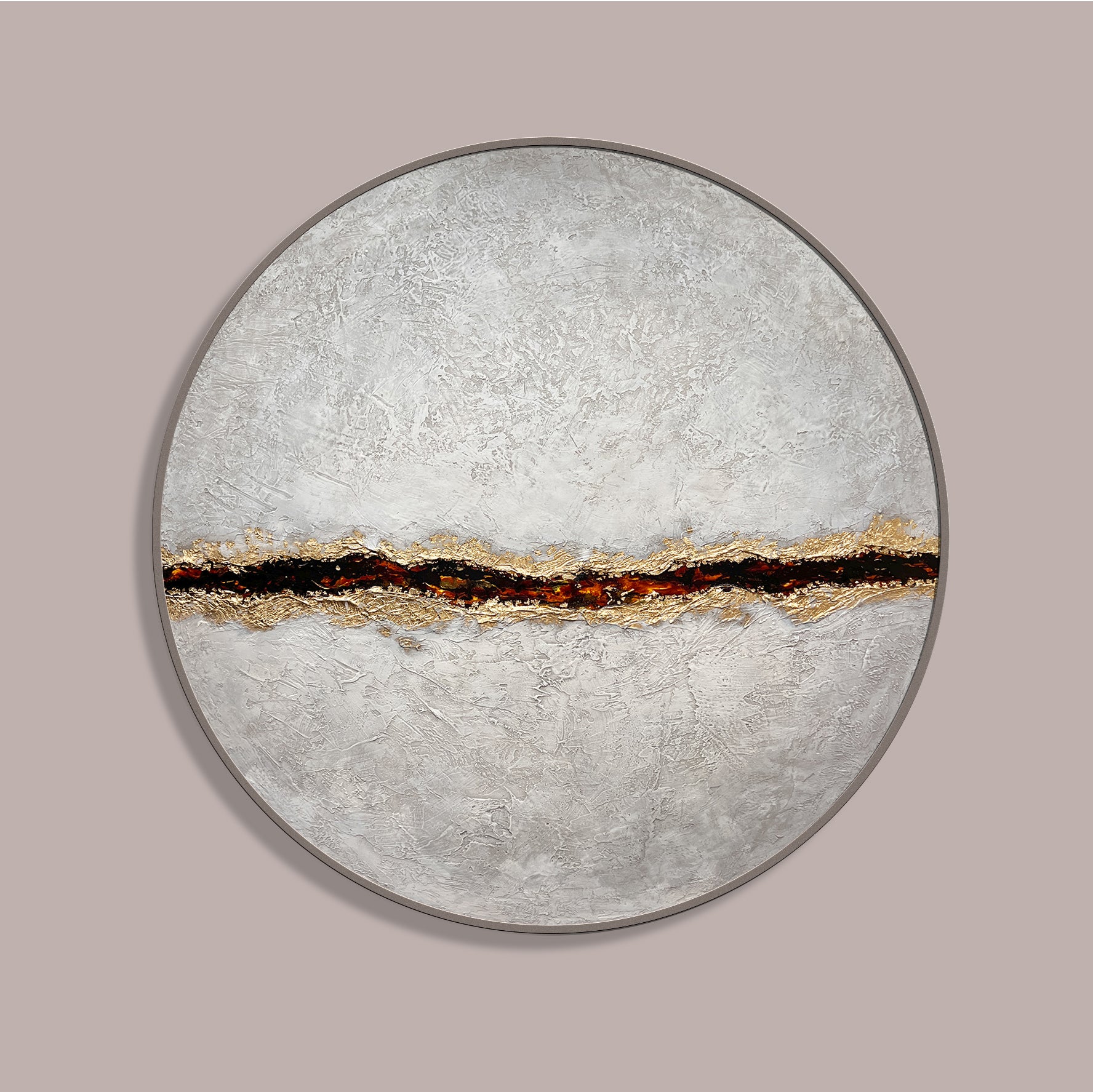 Moltenism, Original painting on Canvas, 90cm, Round, 'Fire Harmony'