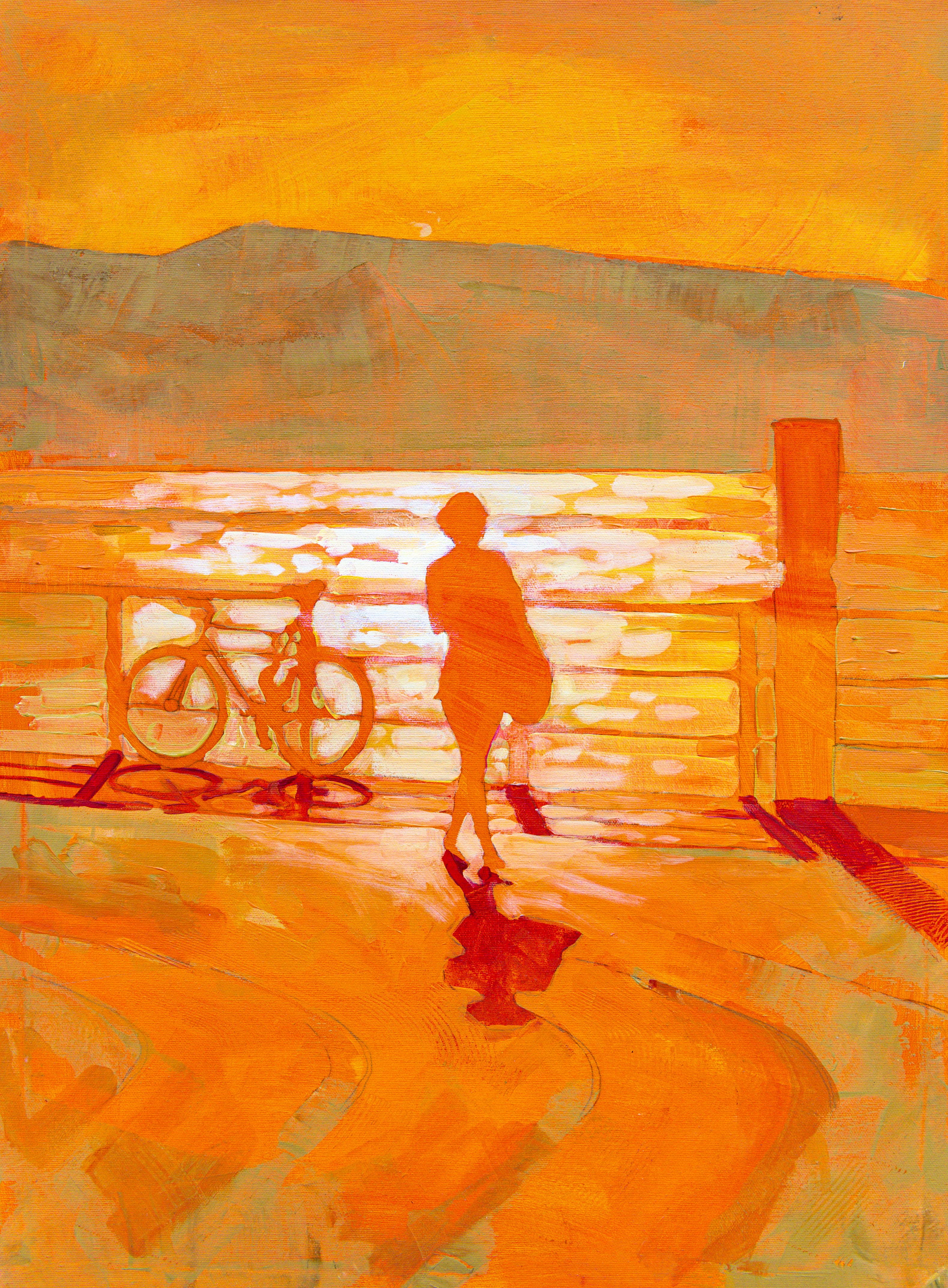 Canary Islands Calima Seascape Painting | Las Palmas Beach Sunset Art, 60x80cm