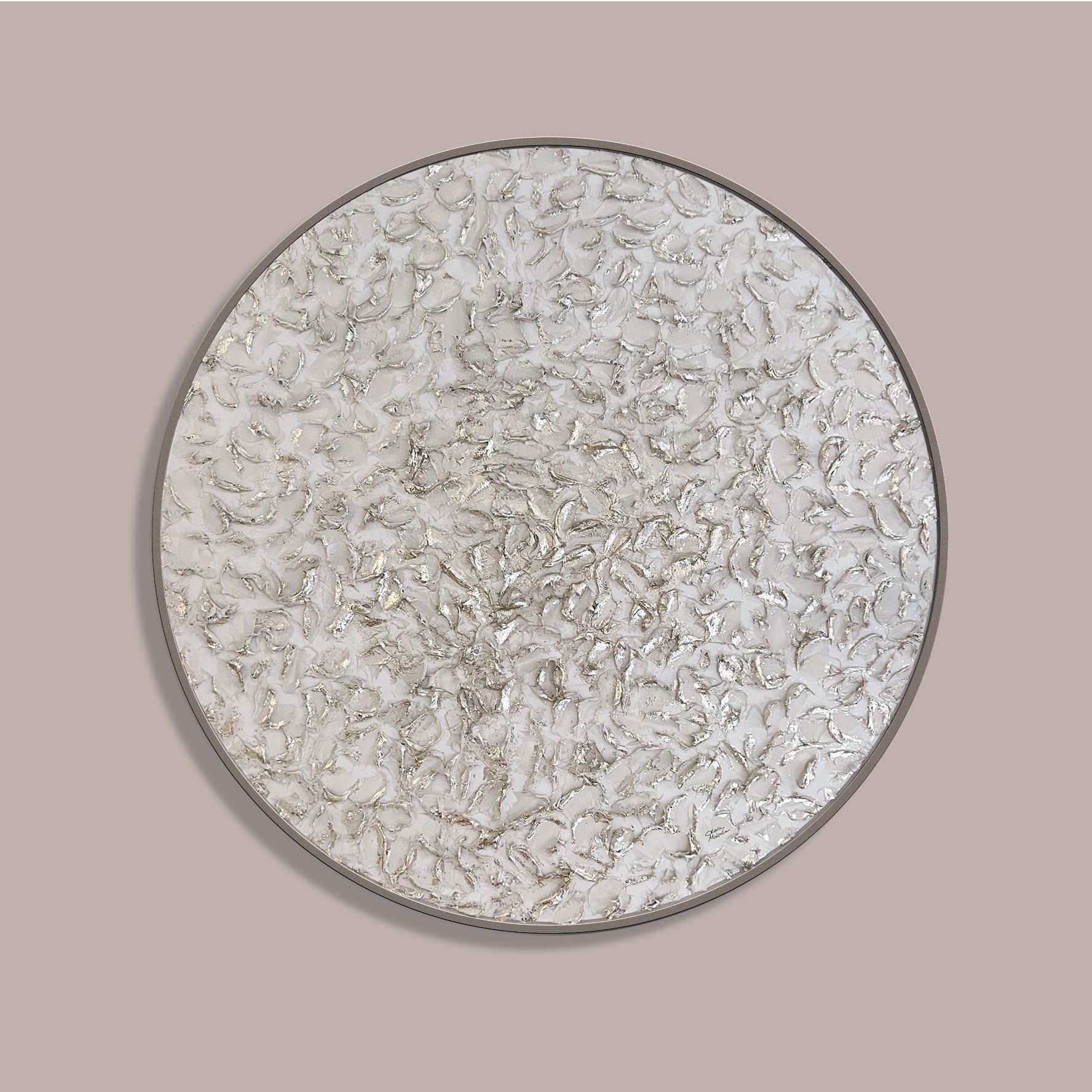 Moltenism, Original painting on Canvas, 90cm, Round, 'Fluttering Sunbeams'