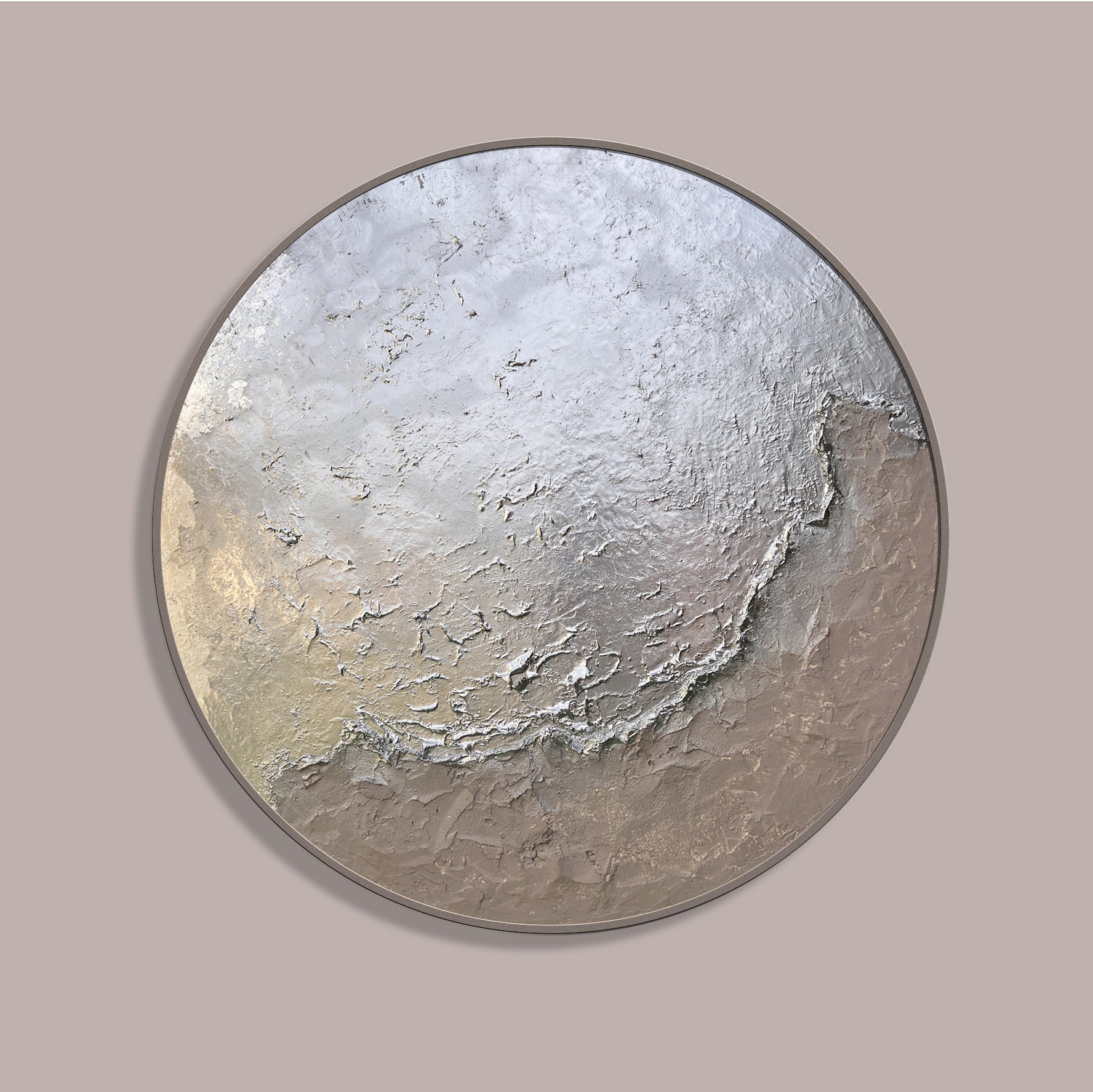 Moltenism, Original painting on Canvas, 90cm, Round, 'Silver Horizons'