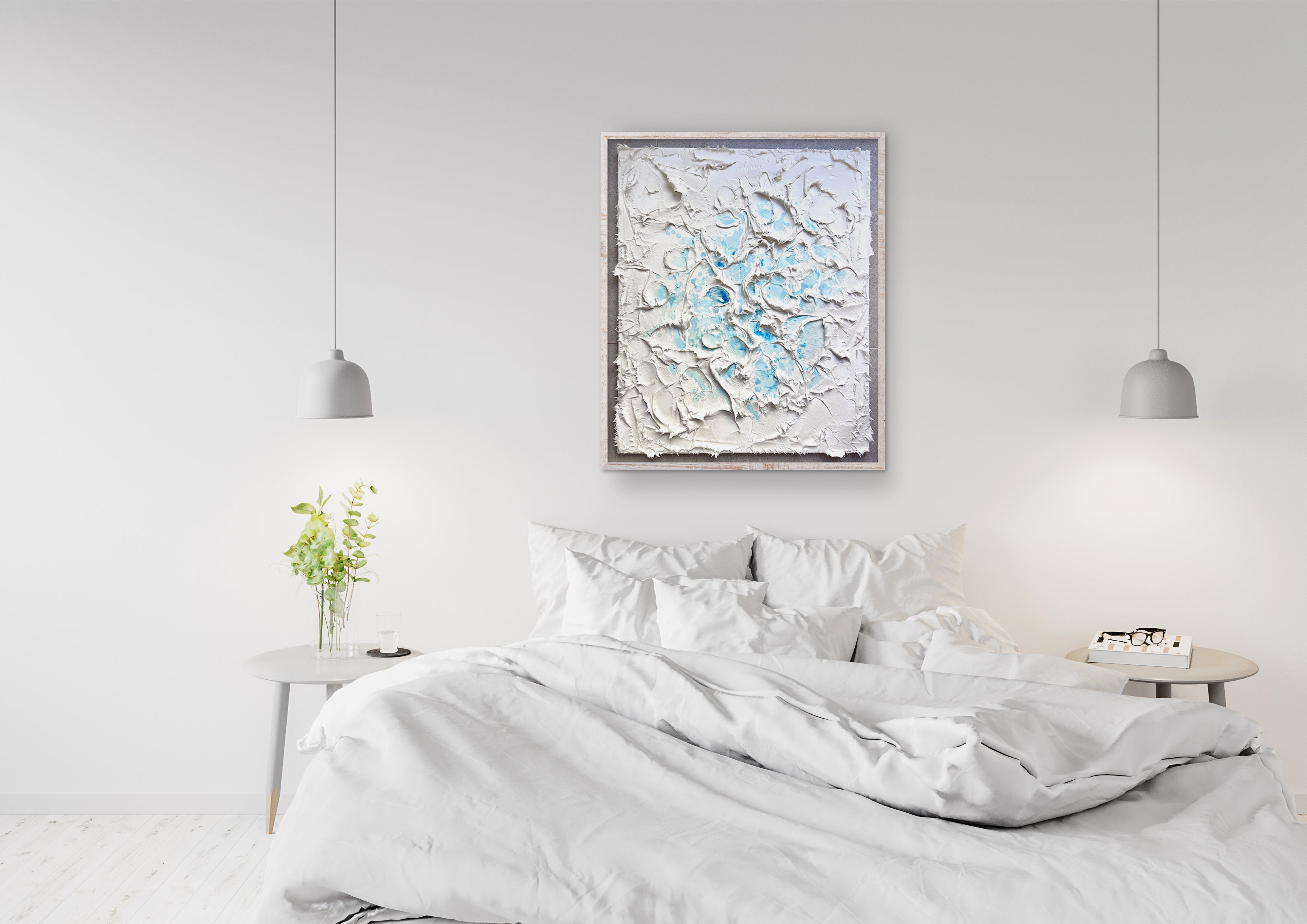 Moltenism, Original painting on Canvas, 50x60 cm, 'White Peaks, Blue Lakes'