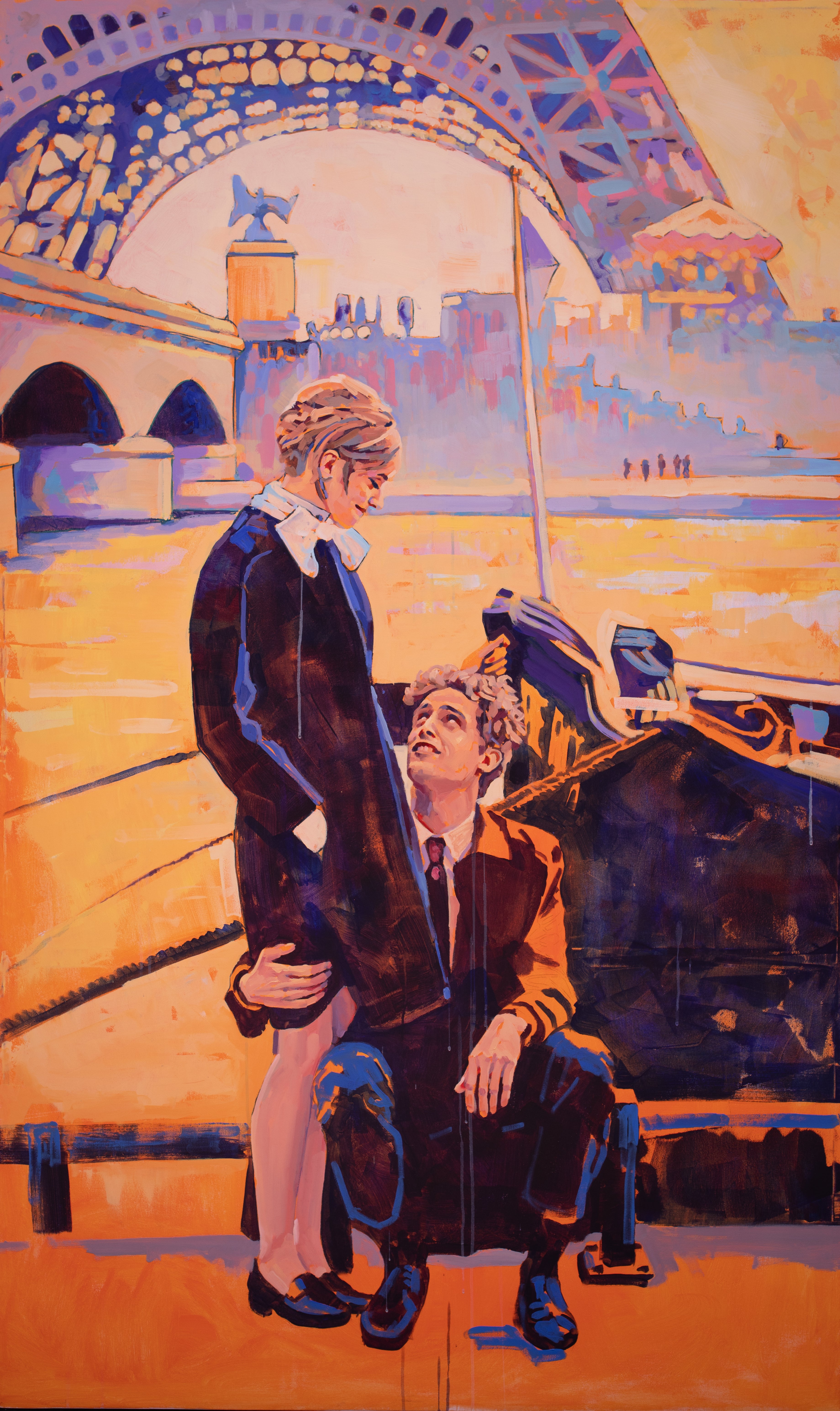 "Discovering Love: Paris". Original painting, Oil on canvas, 200x120cm