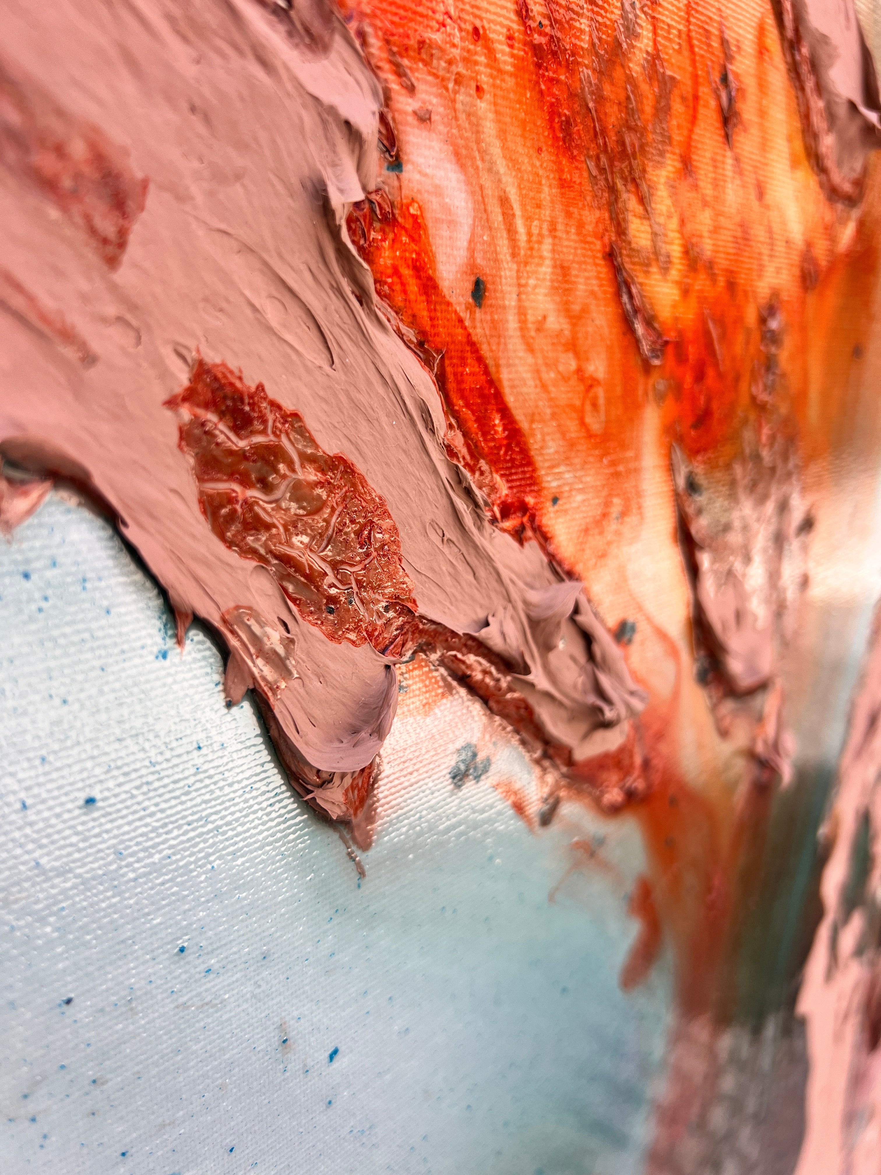 Breaking Into Light – Large Textured Aqua and Cappucino Abstract Painting, 89x130cm