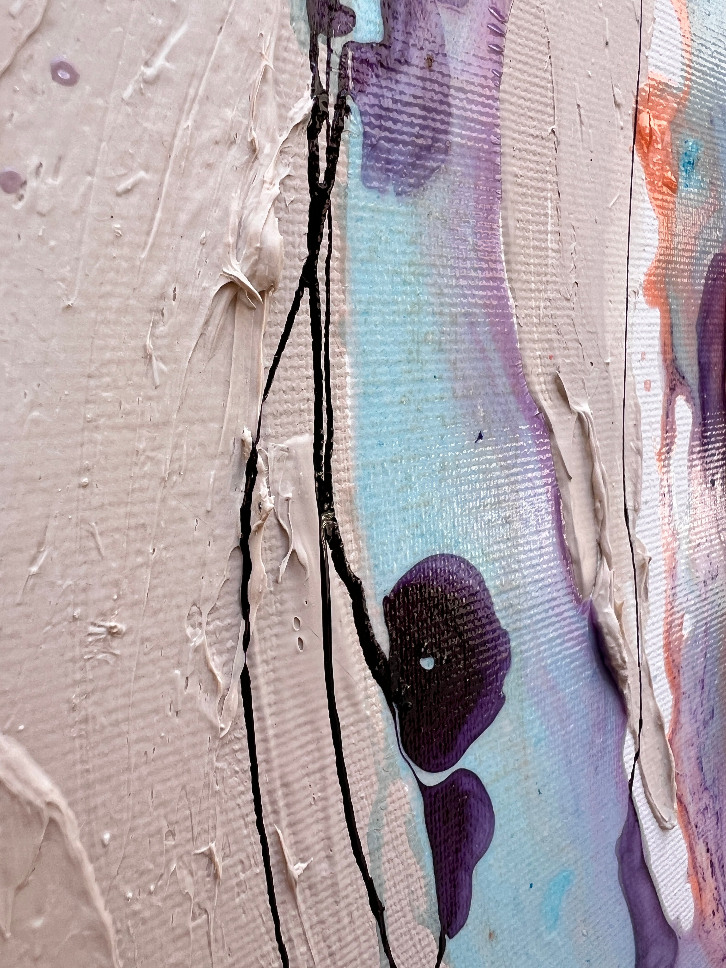Carried by the Current – Original Flowing Abstract Figure Painting, 73x100cm