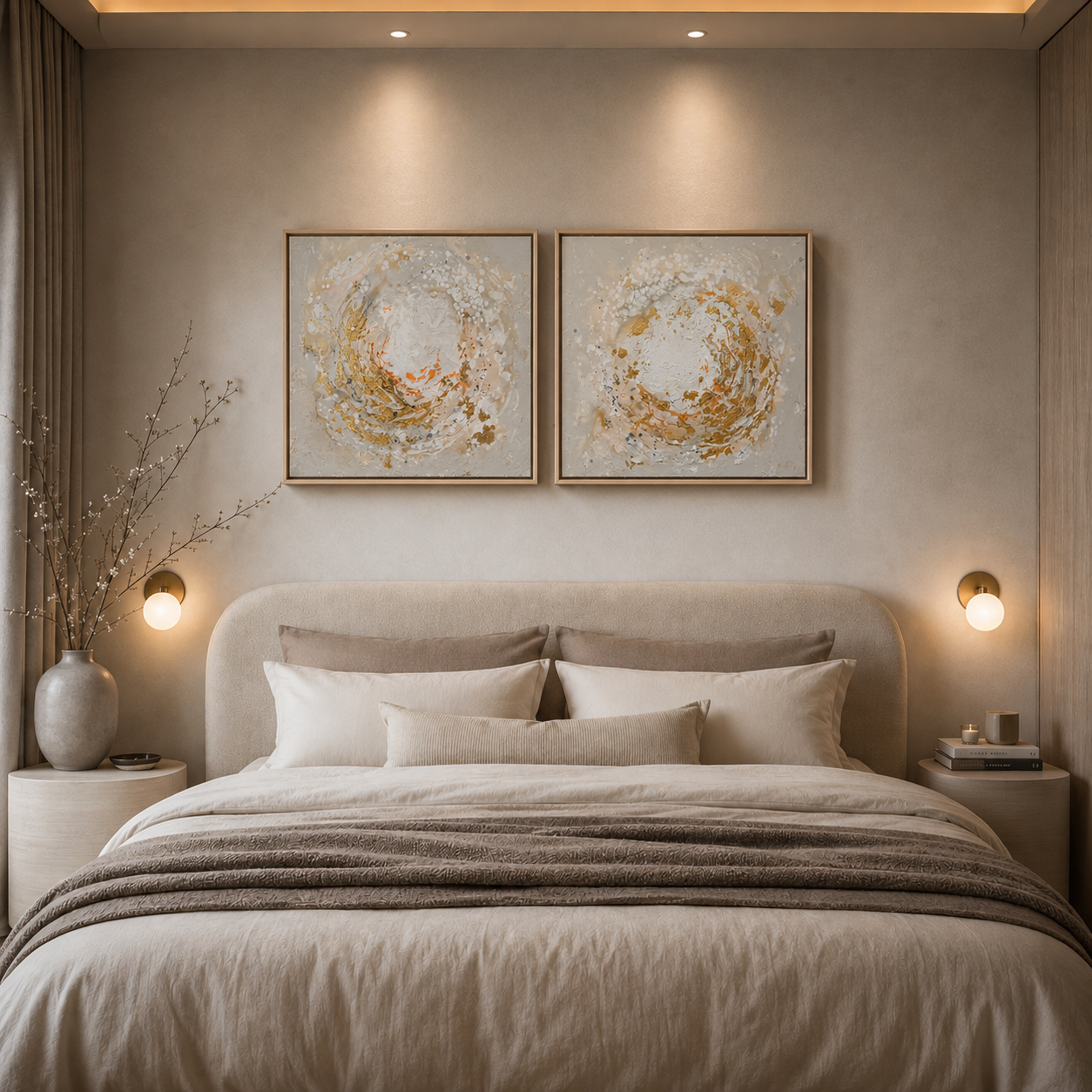 Abstract Floral Artworks, Flower Texture, 50x50cm, diptych