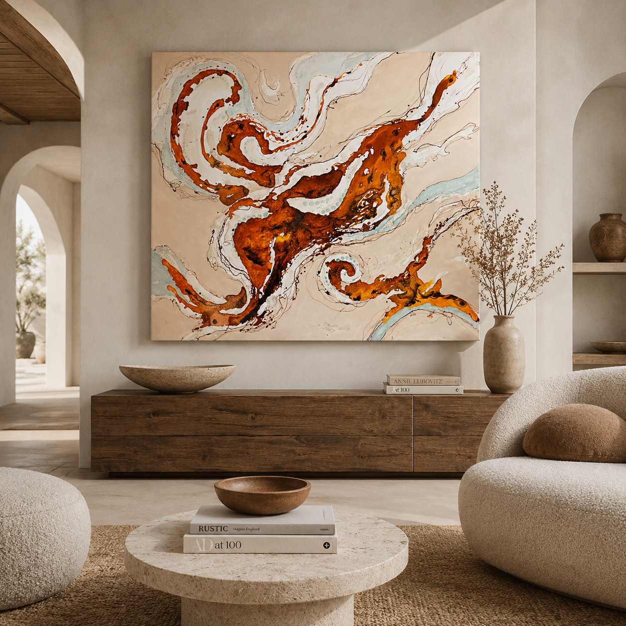 Amber Silence – Moltenism Abstract Painting, 140x160cm