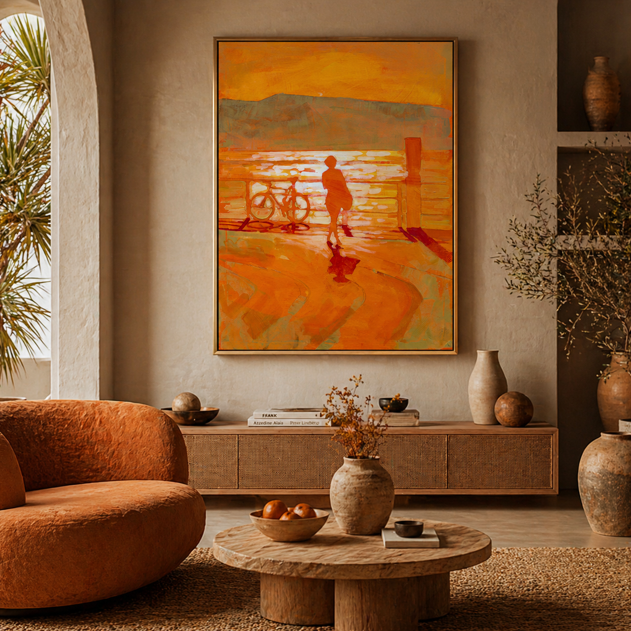 Canary Islands Calima Seascape Painting | Las Palmas Beach Sunset Art, 60x80cm