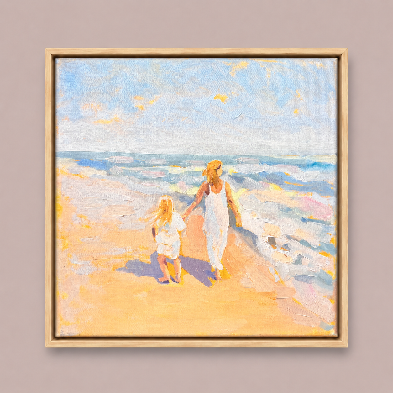 Friends by the Sea – Beach Painting, 30х30cm