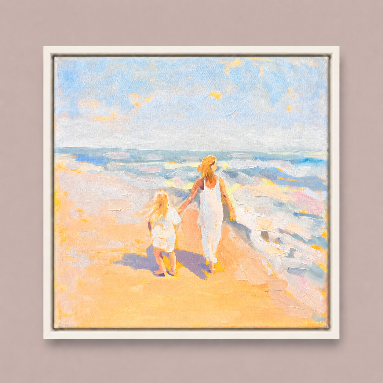 Friends by the Sea – Beach Painting, 30х30cm