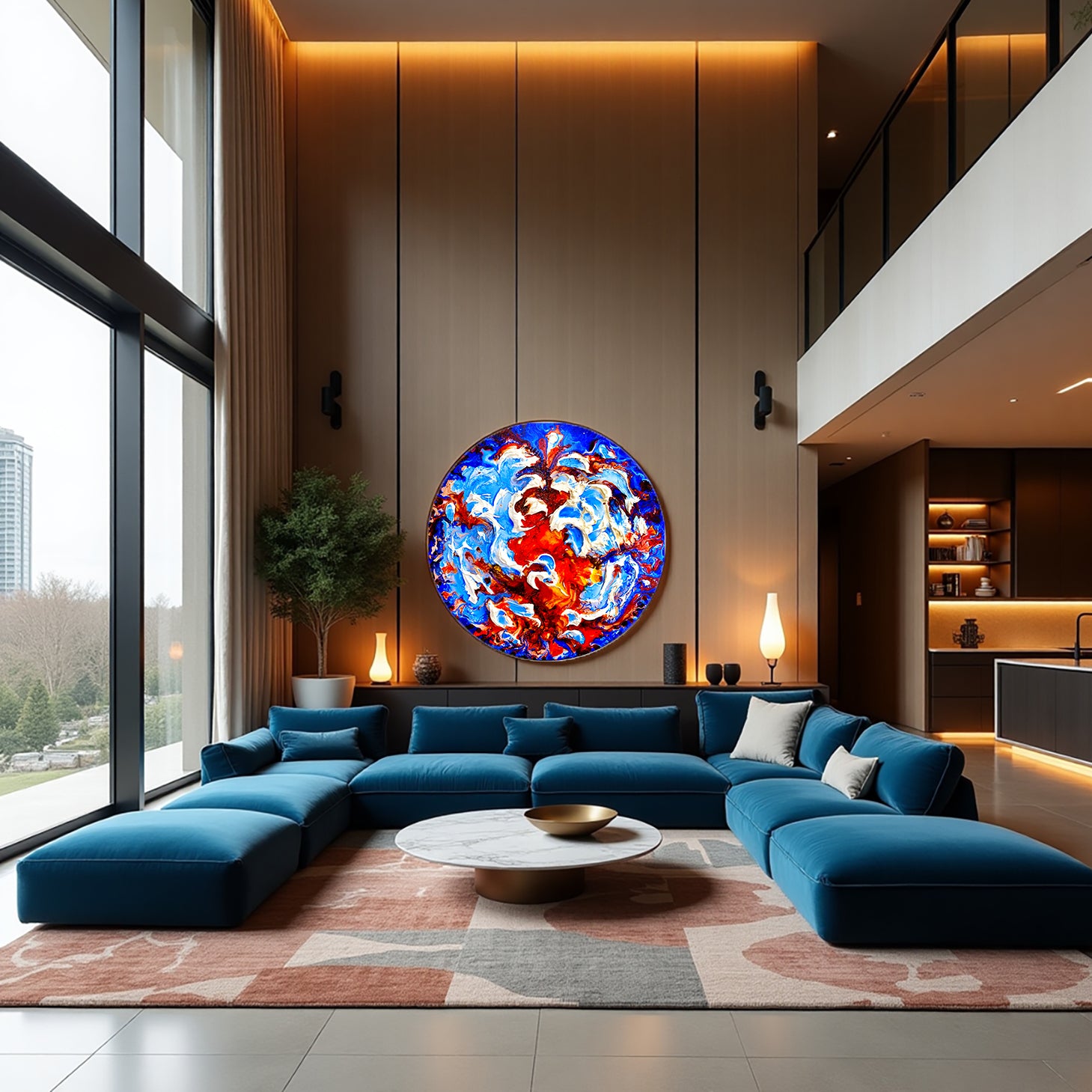 2025 series Moltenism, Original painting on Canvas, 90cm, Round, Greece Mayolica