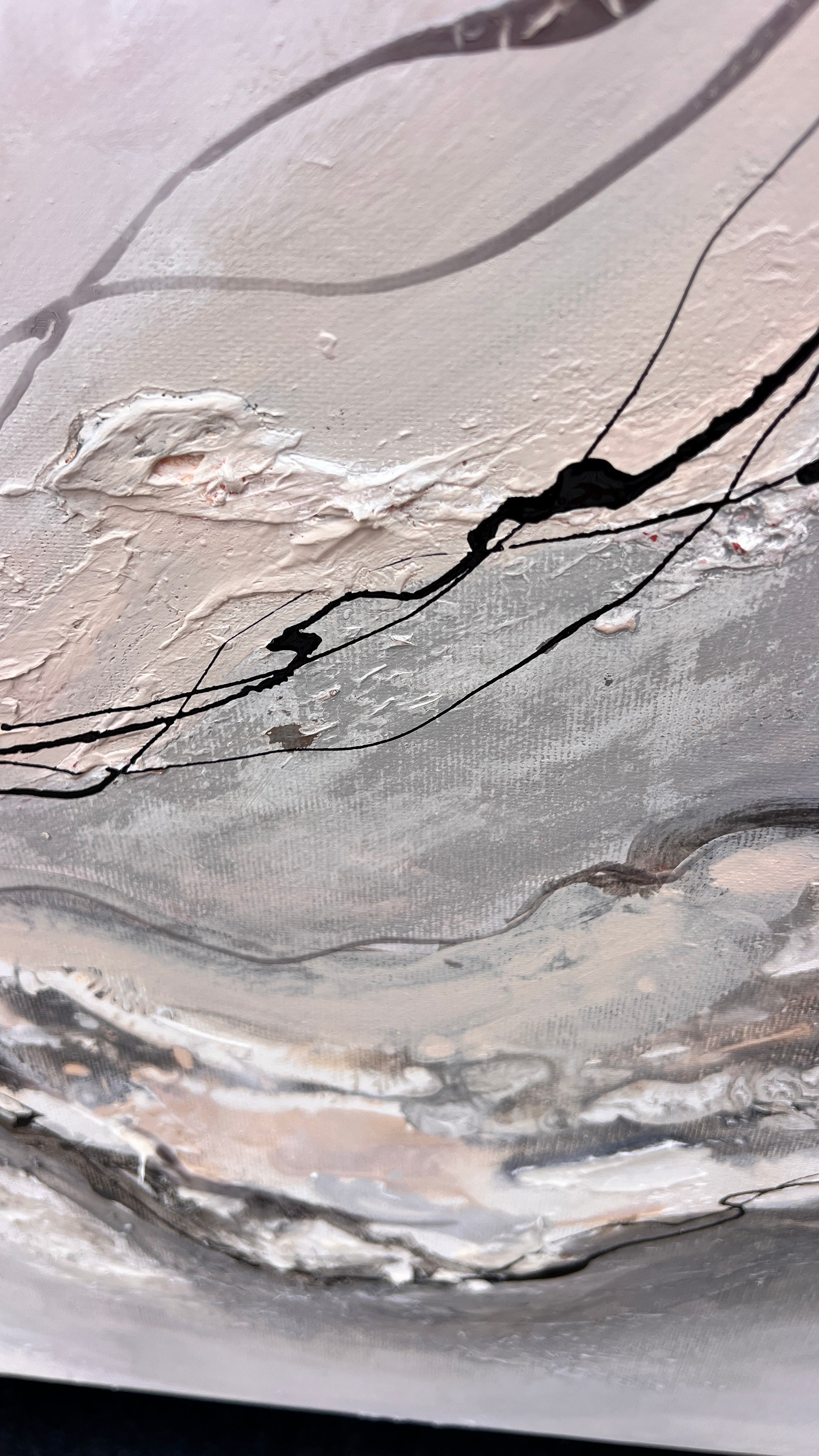 Crimson Flow | Large Neutral Abstract Painting 100 × 160 cm