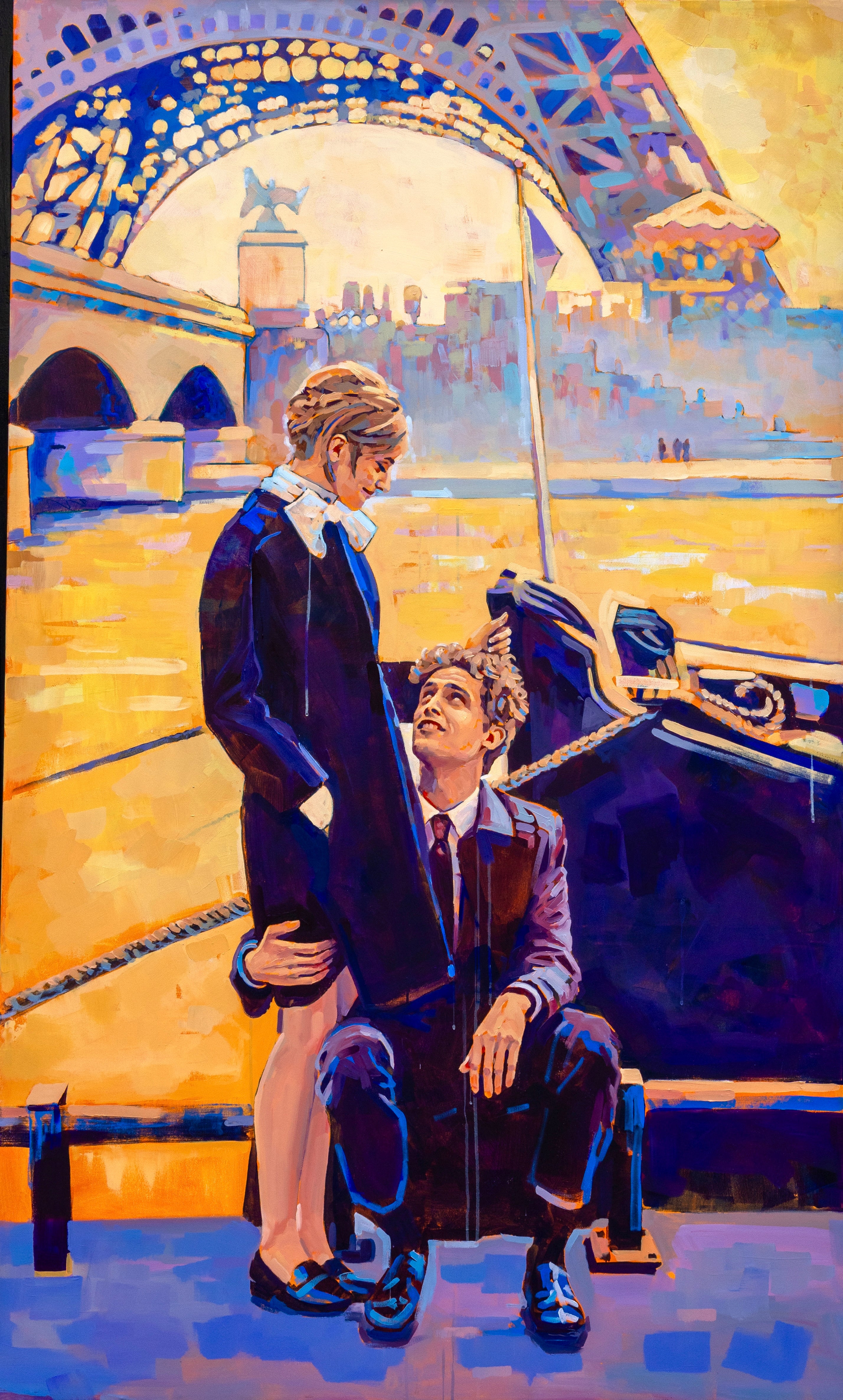 "Discovering Love: Paris". Original painting, Oil on canvas, 200x120cm