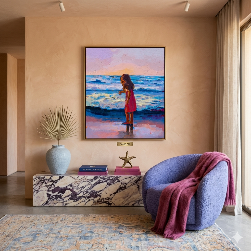 Sunset Seascape Art Canary Islands | Expressionist Beach Painting Las Palmas, 60x50cm