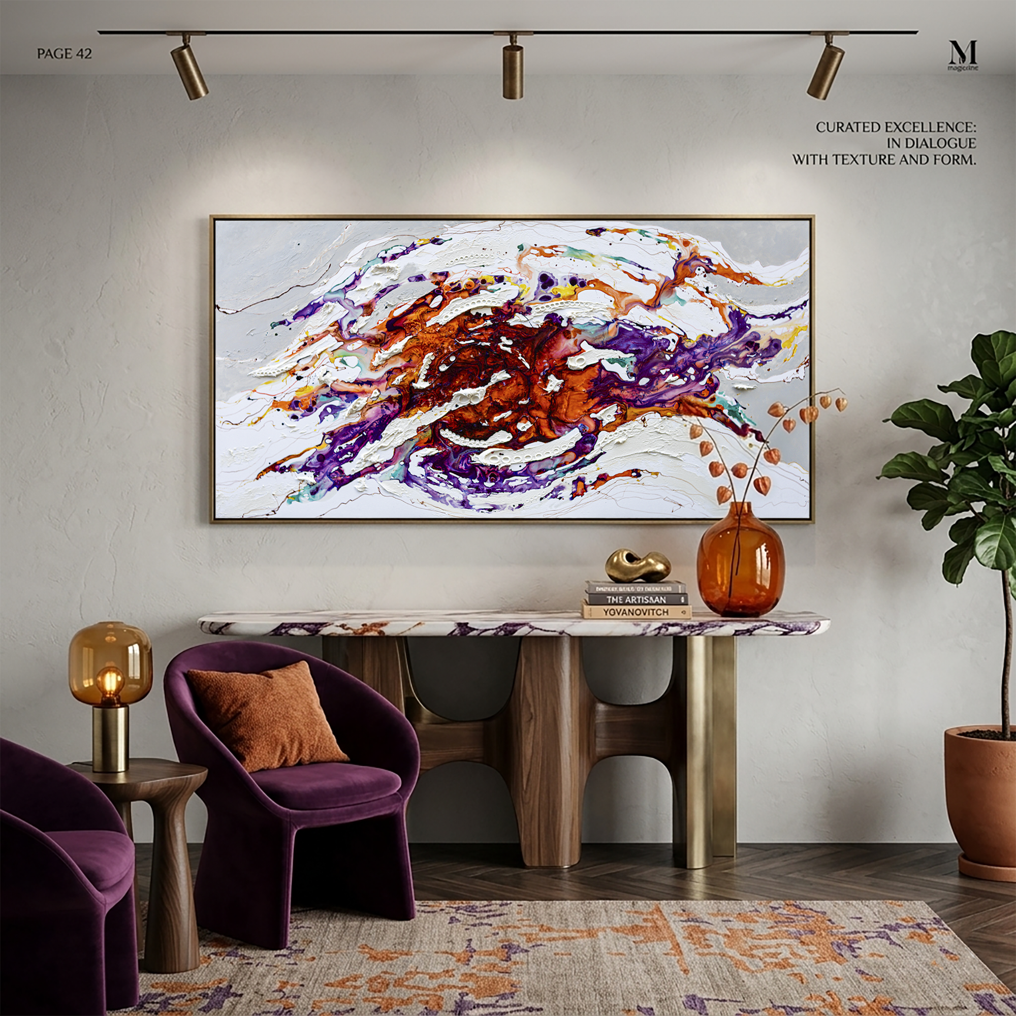 Moltenism, Large Abstract Wall Art 200x100 cm, Painting for Living Room Interior, MO59