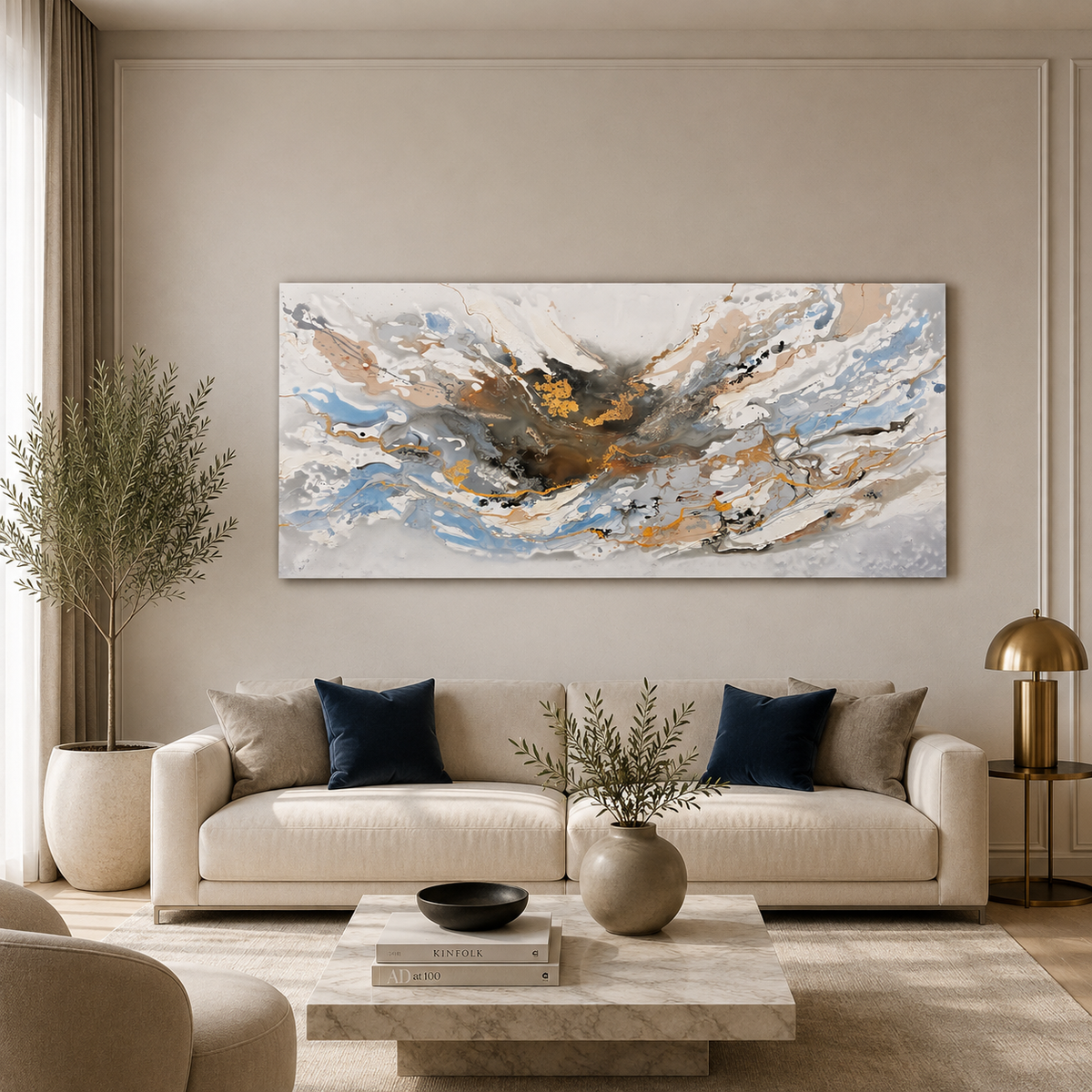 Serenity Tides II – Original Moltenism Painting, 80 × 160 cm