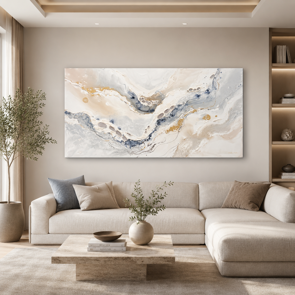 Serenity Tides IV – Original Moltenism Painting, 80 × 160 cm