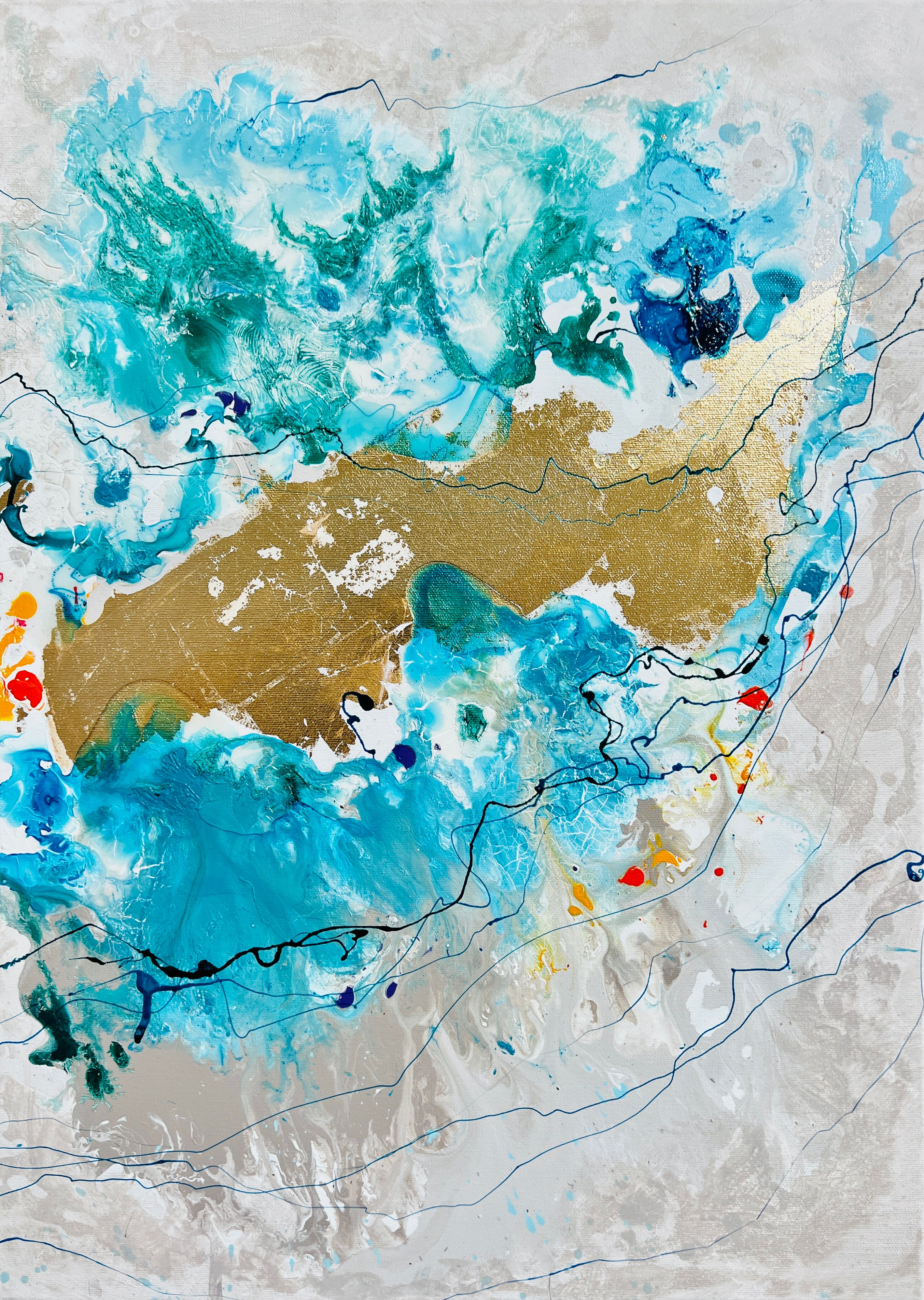 Moltenism, Original painting on Canvas, "Silent Cries of the Ocean 5" series 50х70cm