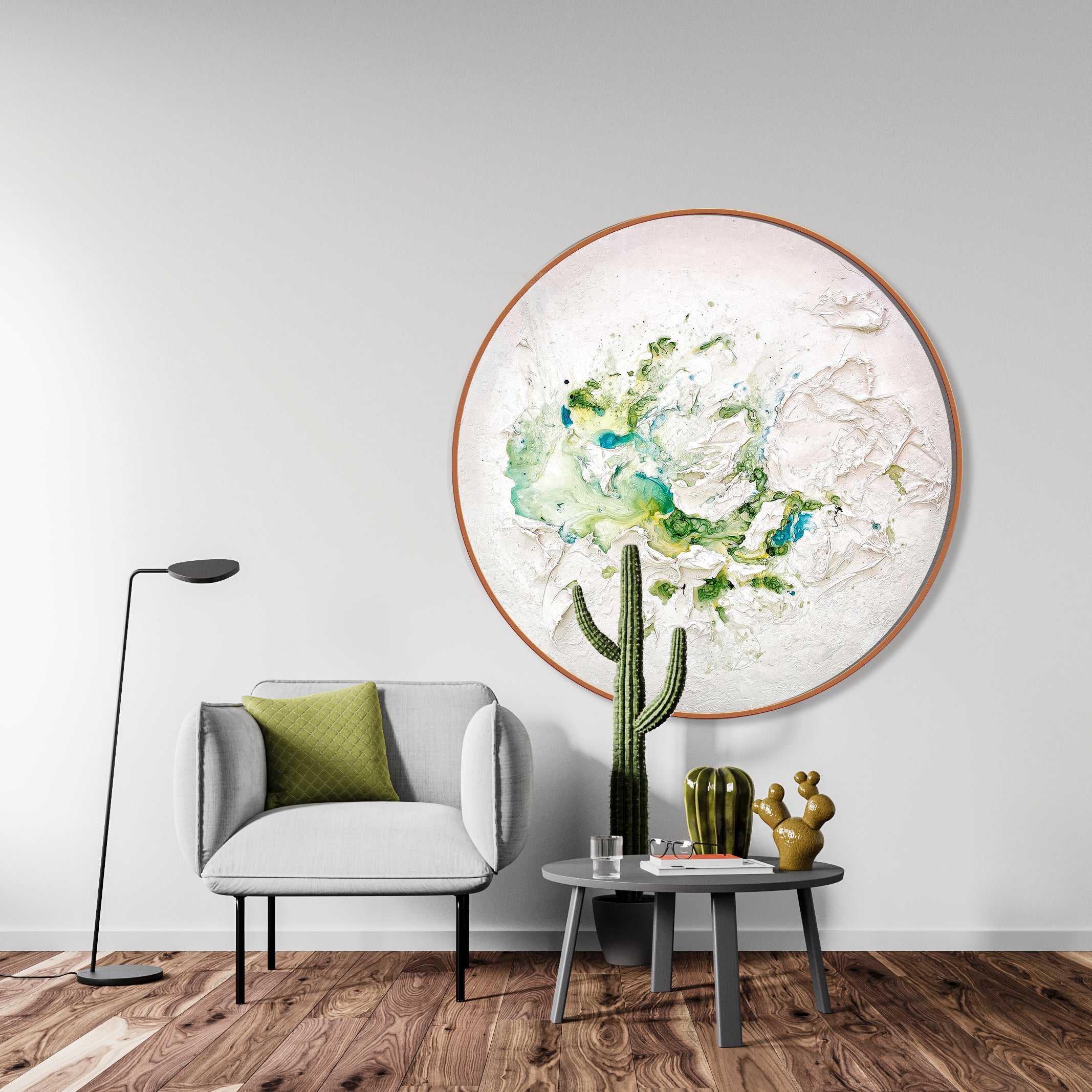 Moltenism, Original painting on Canvas, 90cm, Round, "Molten Elegance"