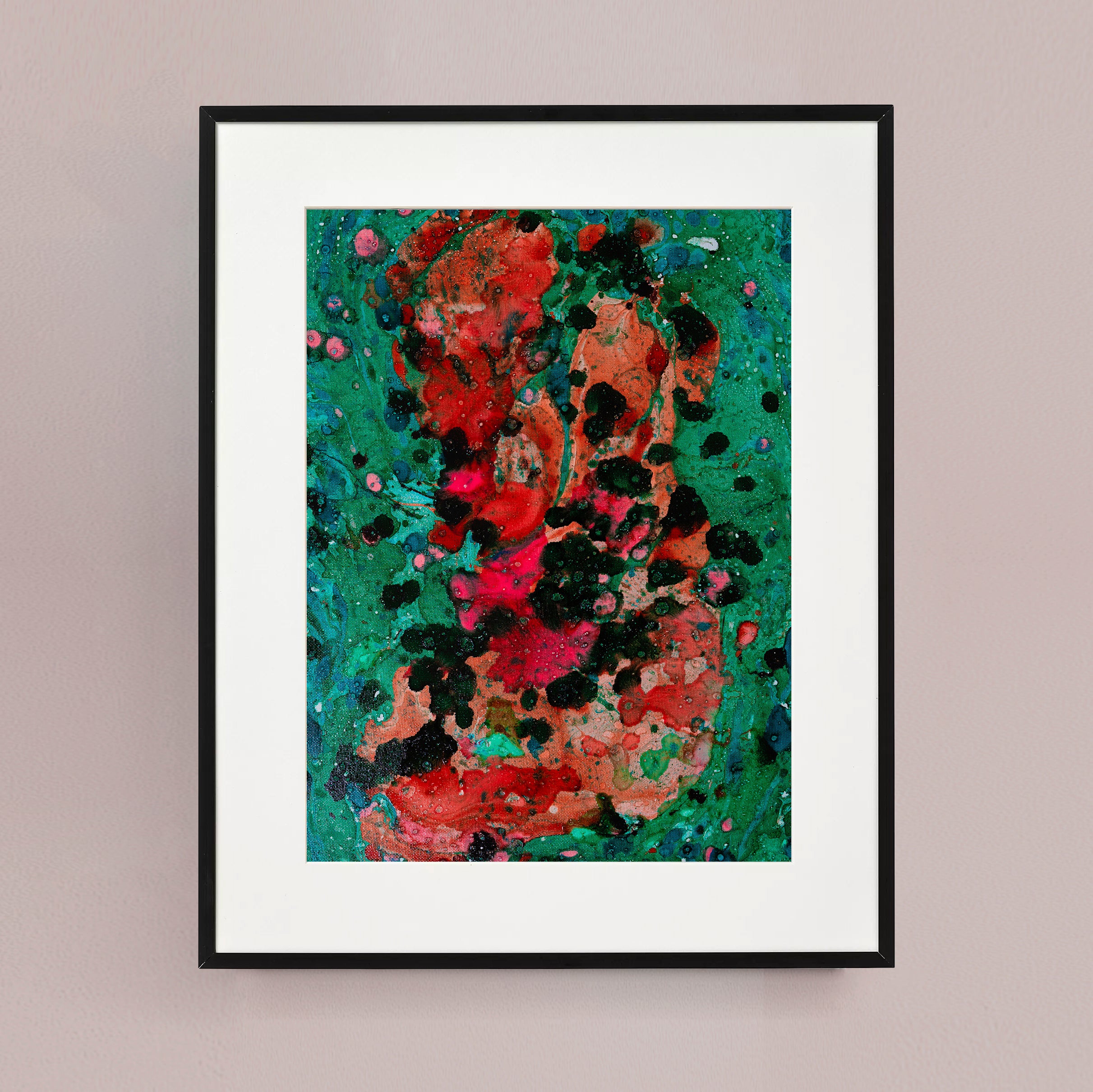 Liquid glass, Original painting on canvas, 30x40cm, Green Peaceful World VI01