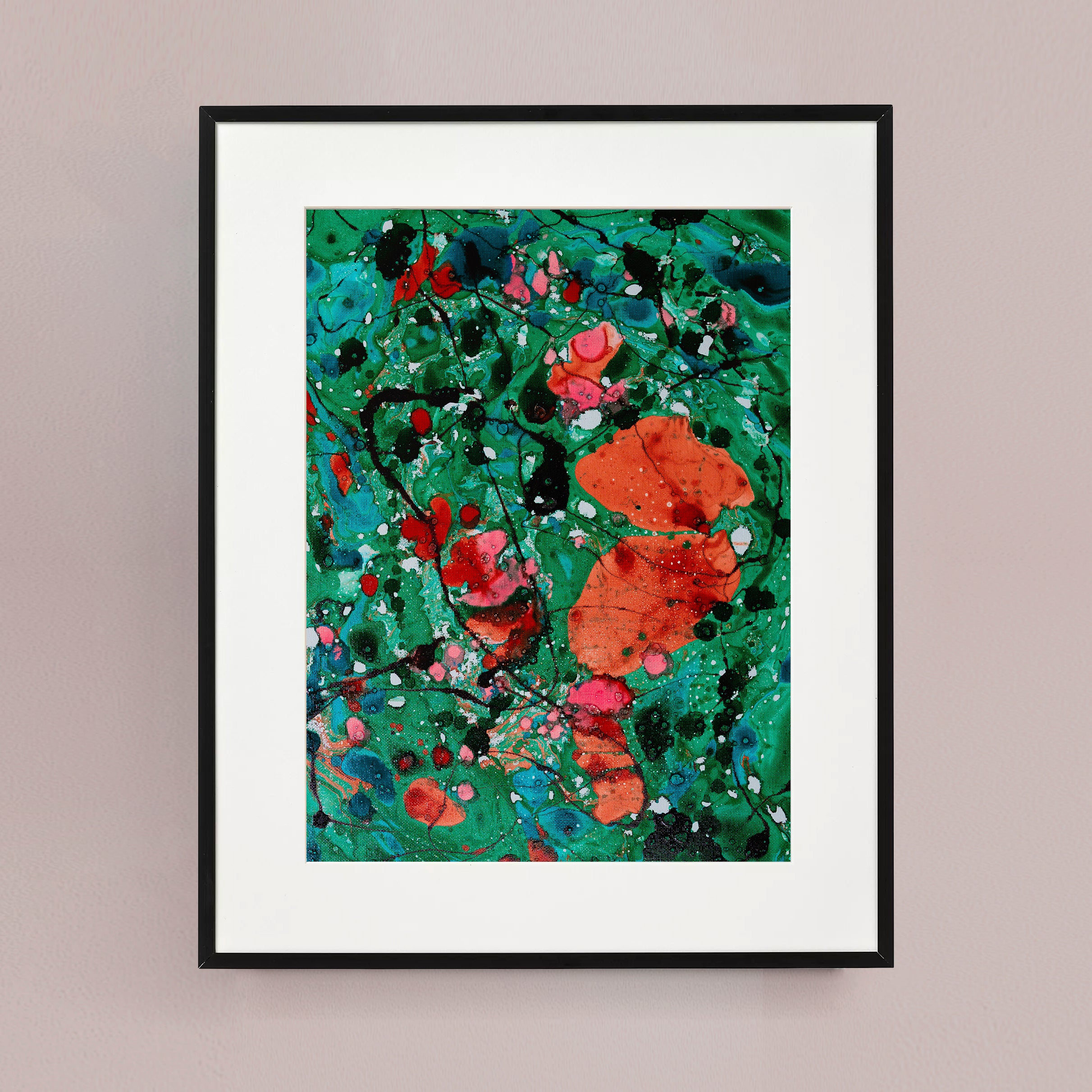 Liquid glass, Original painting on canvas, 30x40cm, Green Peaceful World VI02