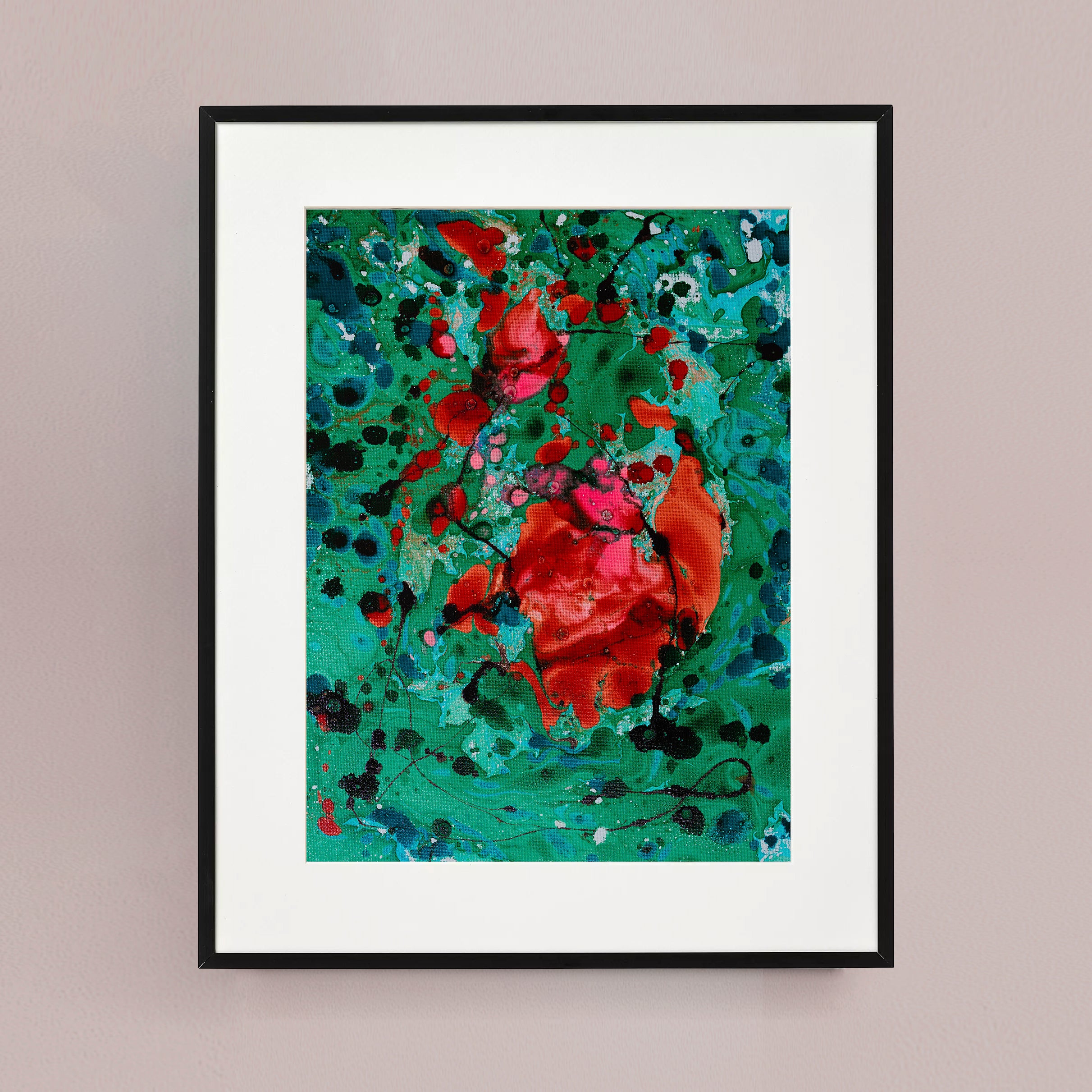 Liquid glass, Original painting on canvas, 30x40cm, Green Peaceful World VI03