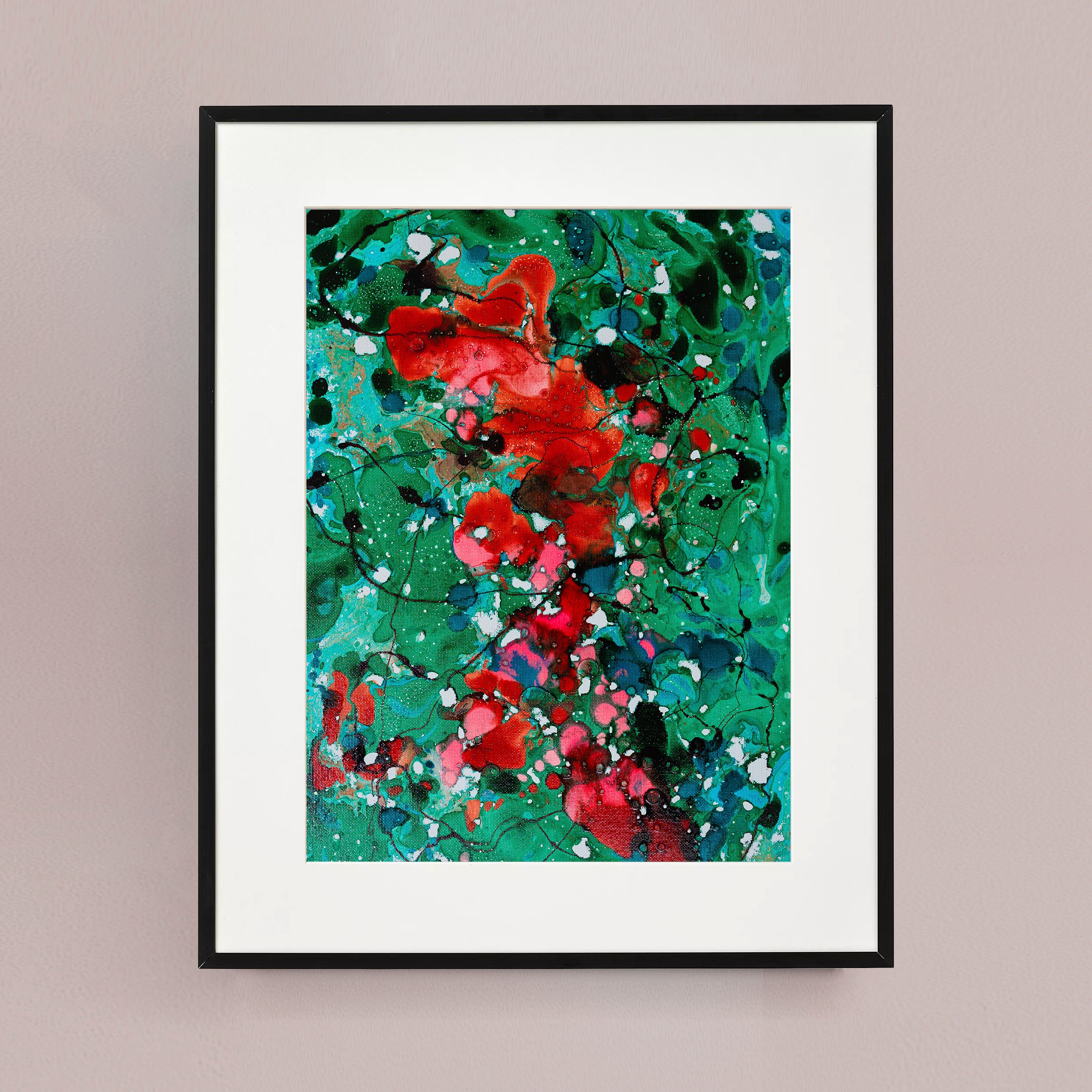 Liquid glass, Original painting on canvas, 30x40cm, Green Peaceful World VI04