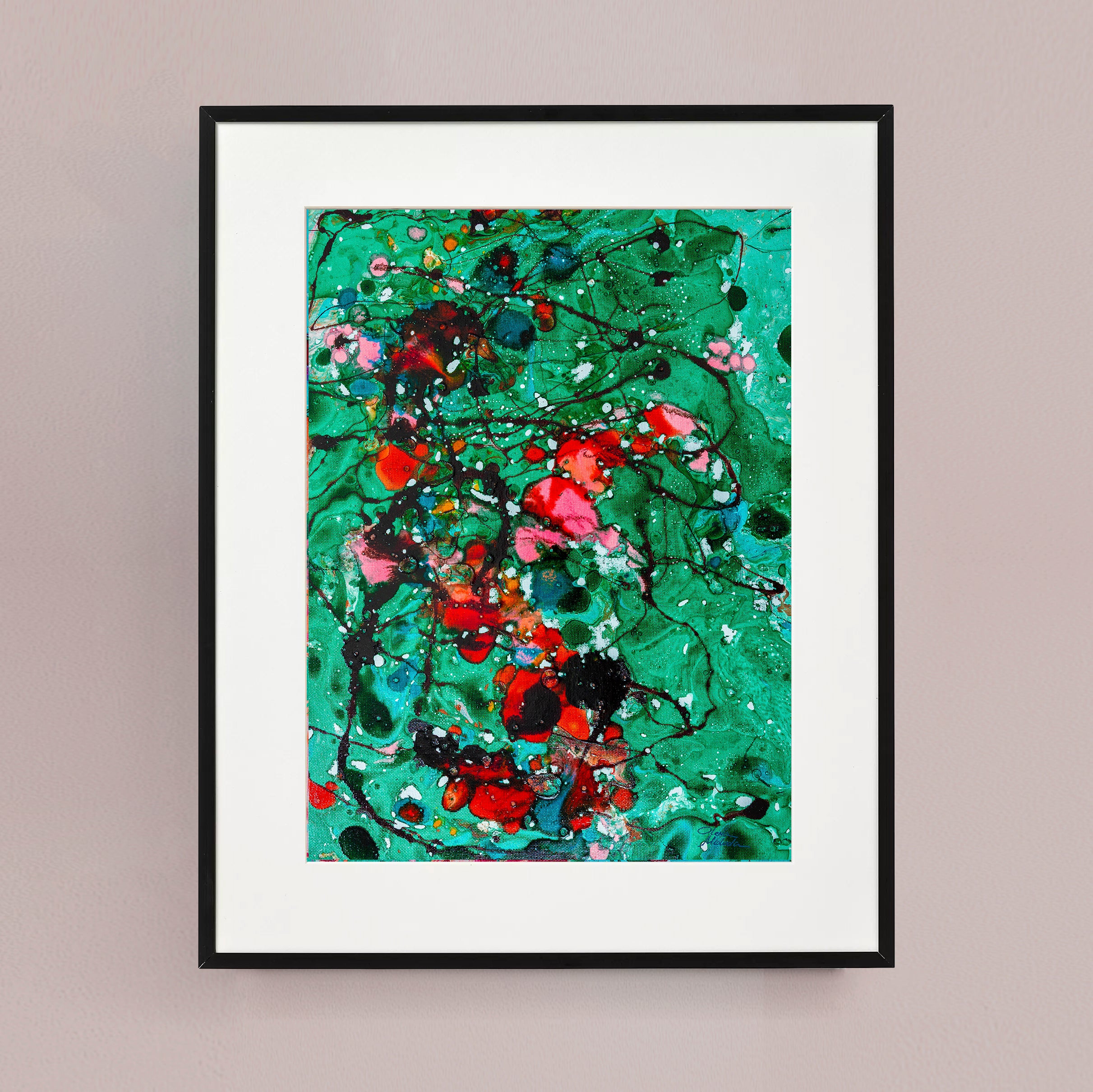 Liquid glass, Original painting on canvas, 30x40cm, Green Peaceful World VI07