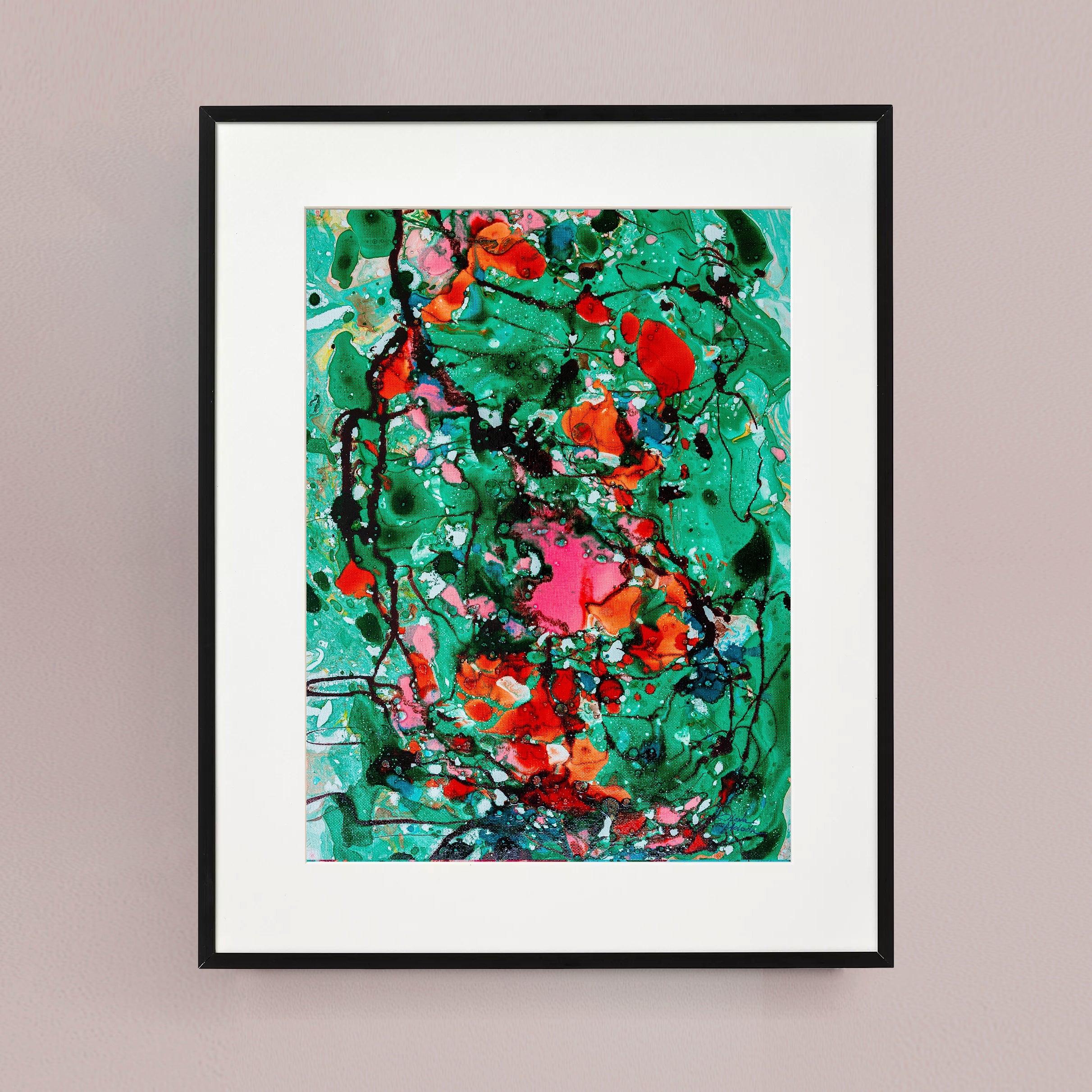 Liquid glass, Original painting on canvas, 30x40cm, Green Peaceful World VI08