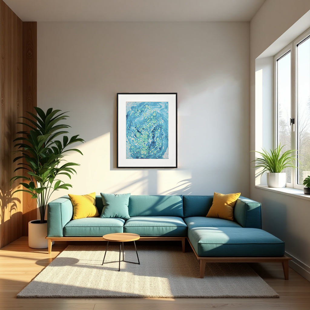 Liquid glass, Original painting on canvas, 30x40cm, Green Peaceful World VI12