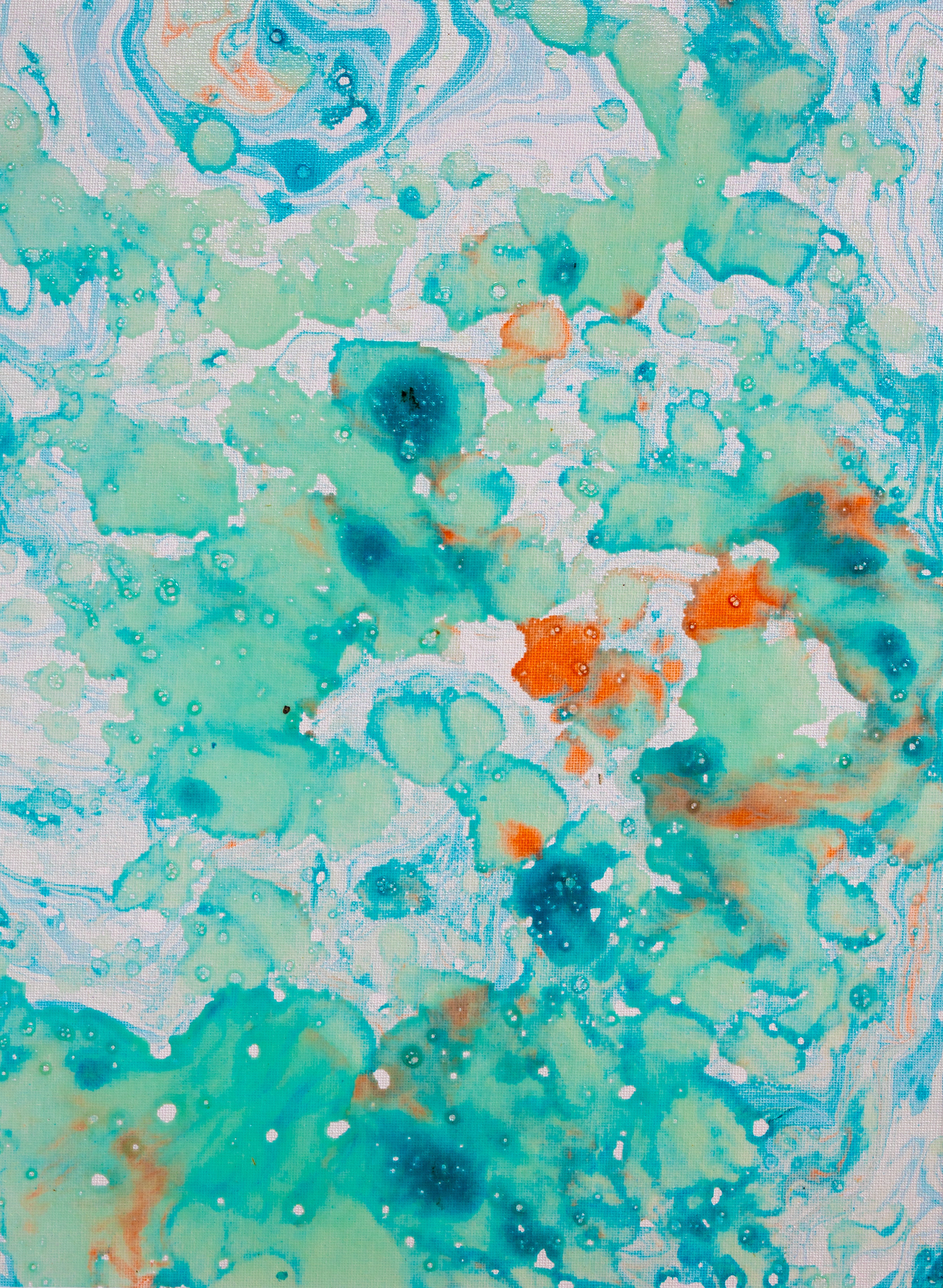 Liquid glass, Original painting on canvas, 30x40cm, Green Peaceful World VI13