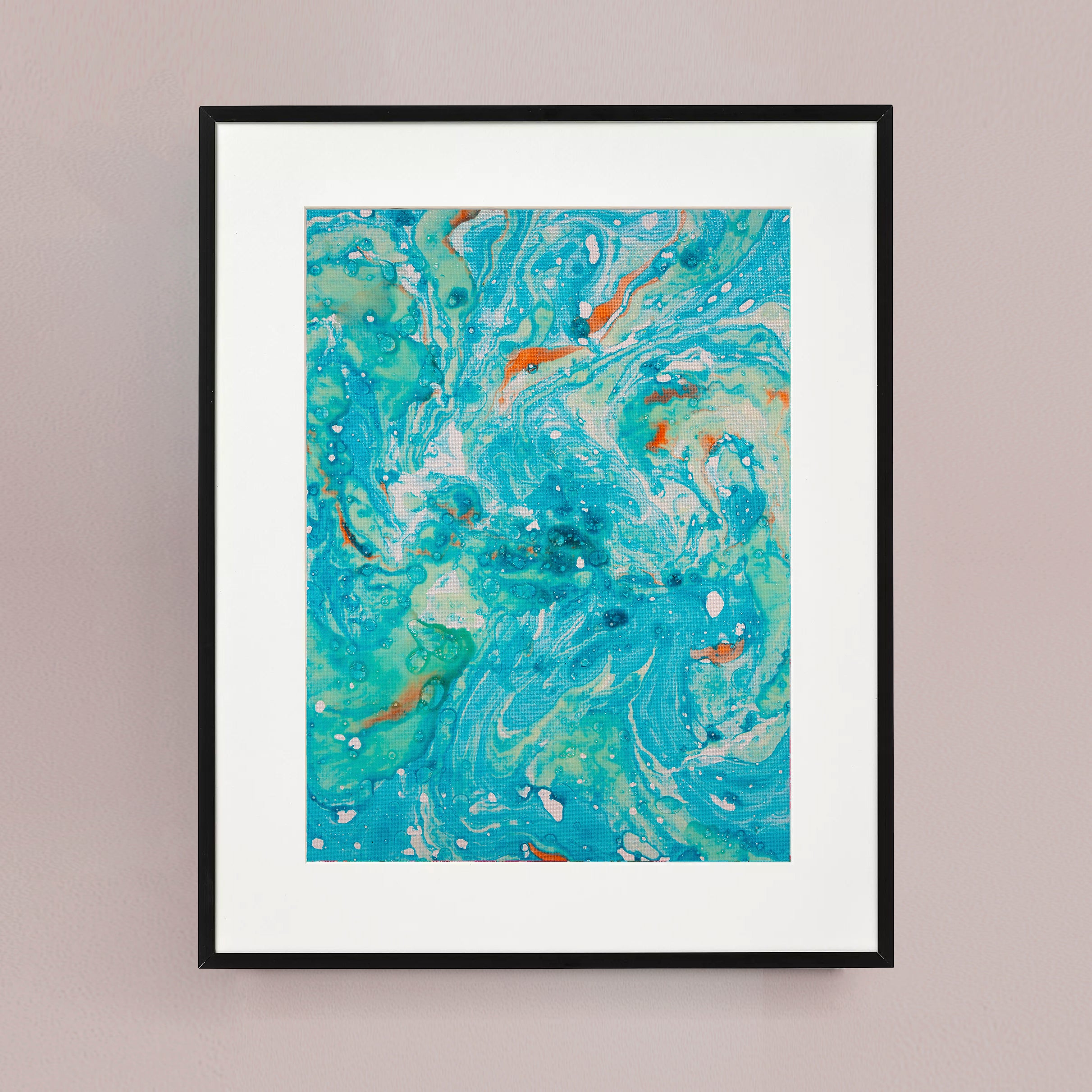 Liquid glass, Original painting on canvas, 30x40cm, Green Peaceful World VI14