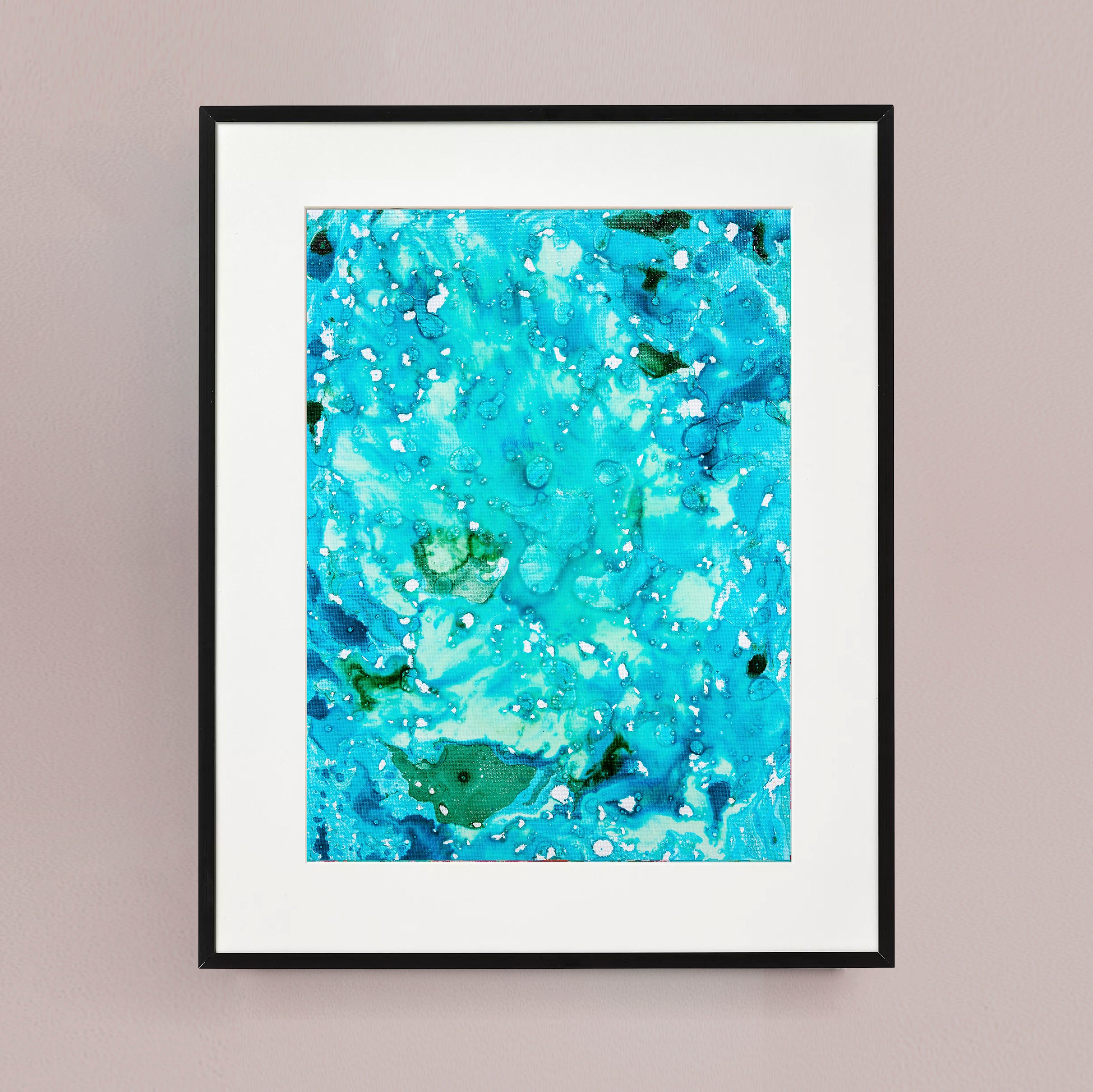 Liquid glass, Original painting on canvas, 30x40cm, Green Peaceful World VI16