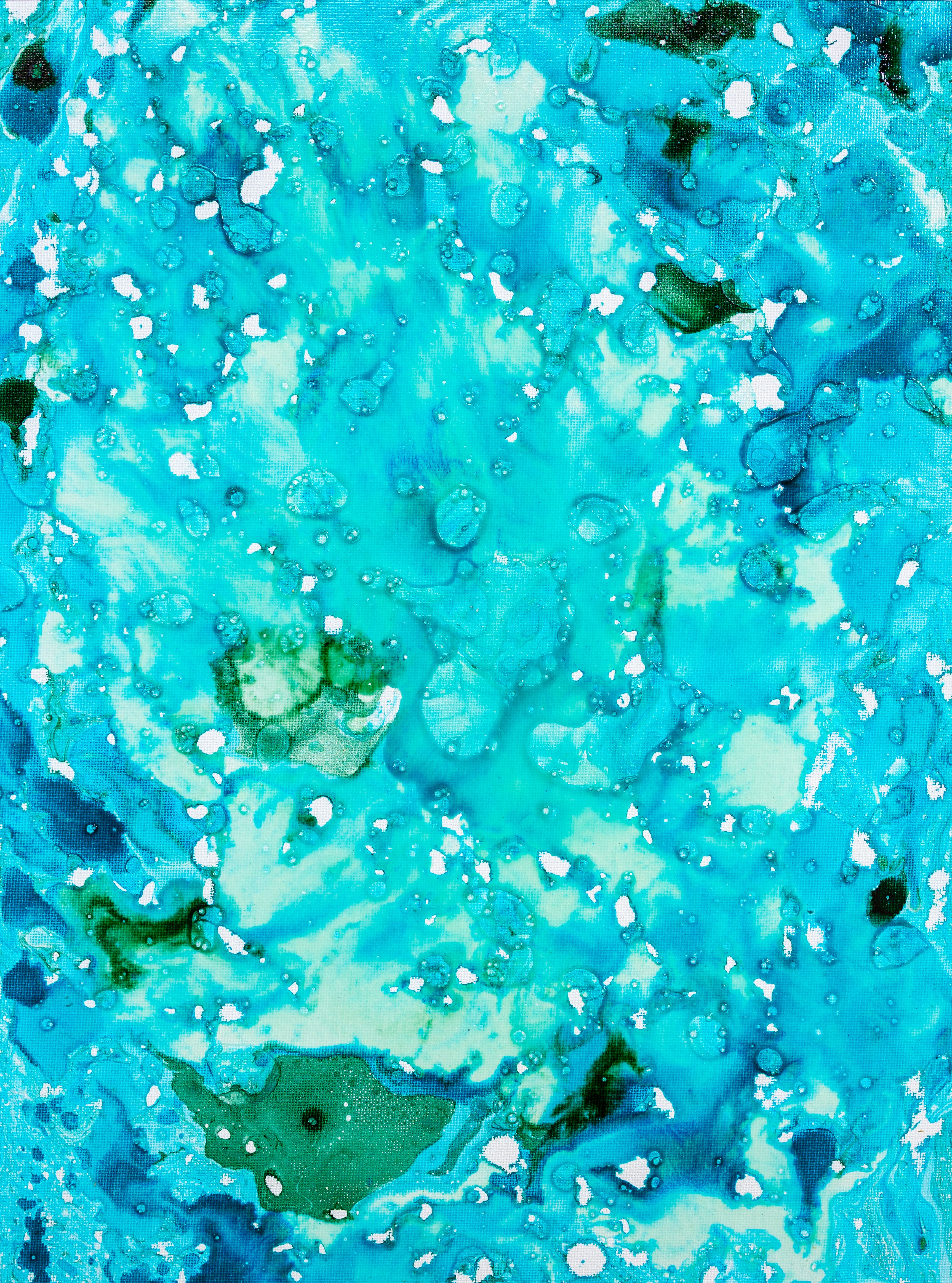 Liquid glass, Original painting on canvas, 30x40cm, Green Peaceful World VI16