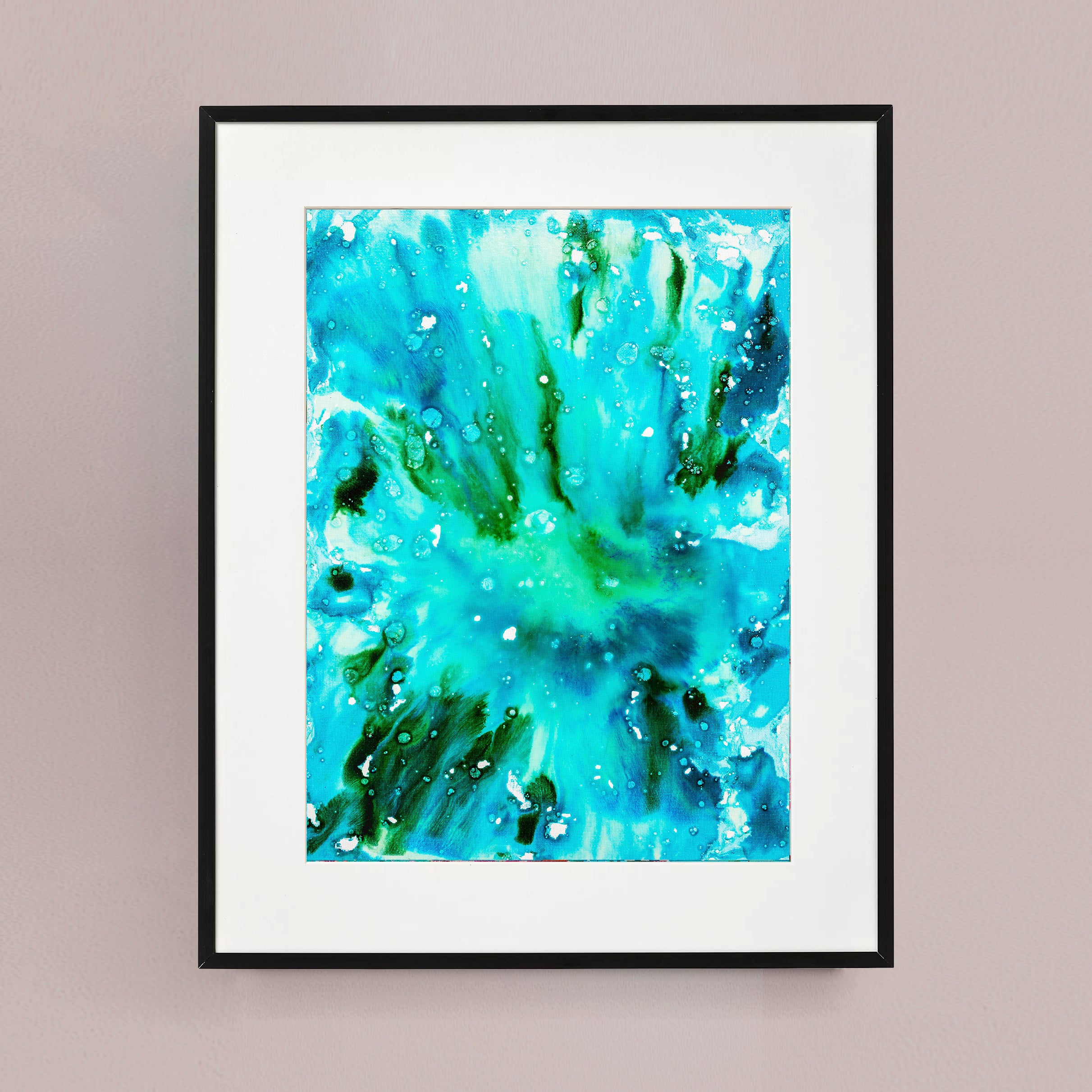 Liquid glass, Original painting on canvas, 30x40cm, Green Peaceful World VI17