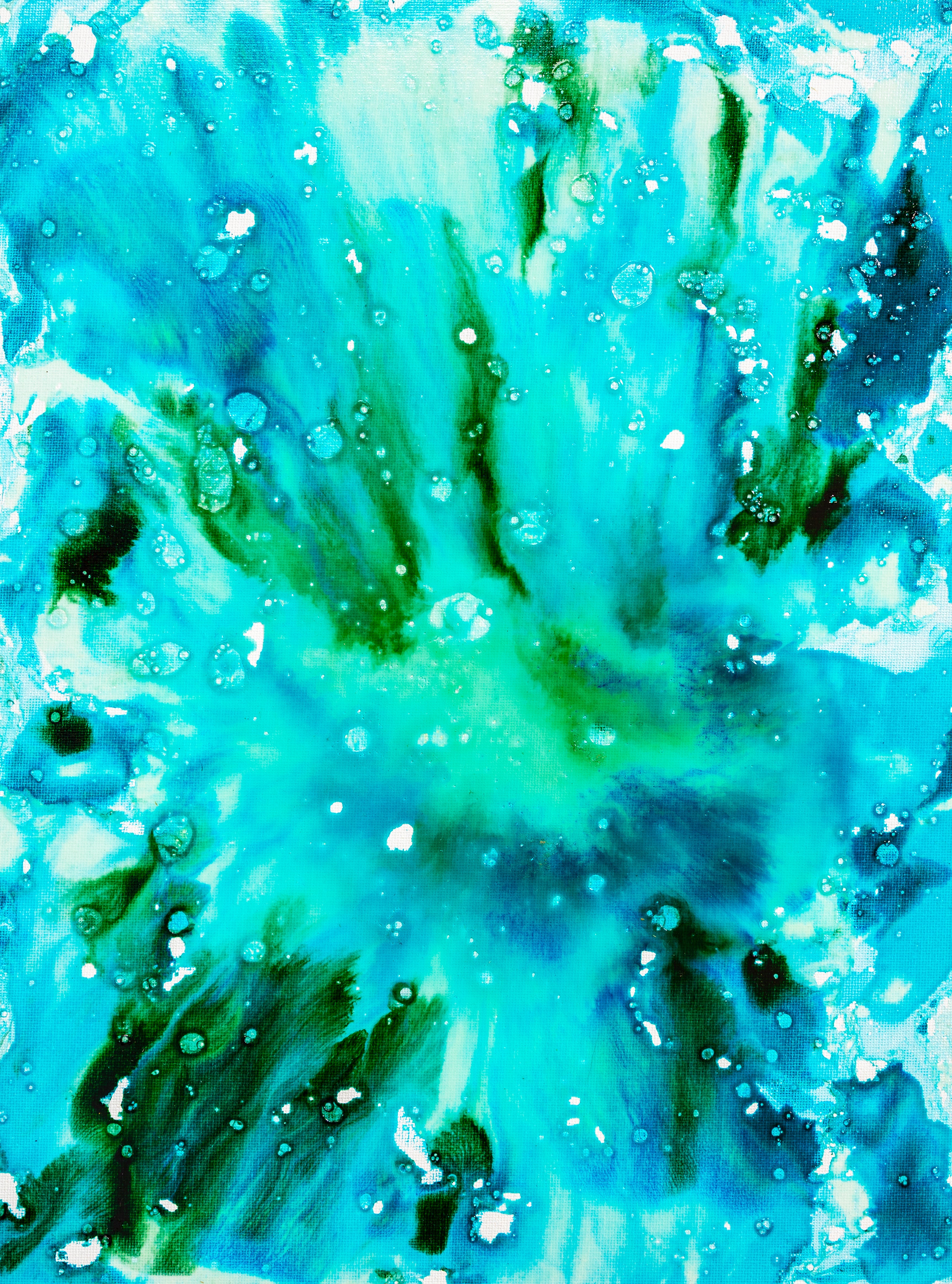 Liquid glass, Original painting on canvas, 30x40cm, Green Peaceful World VI17