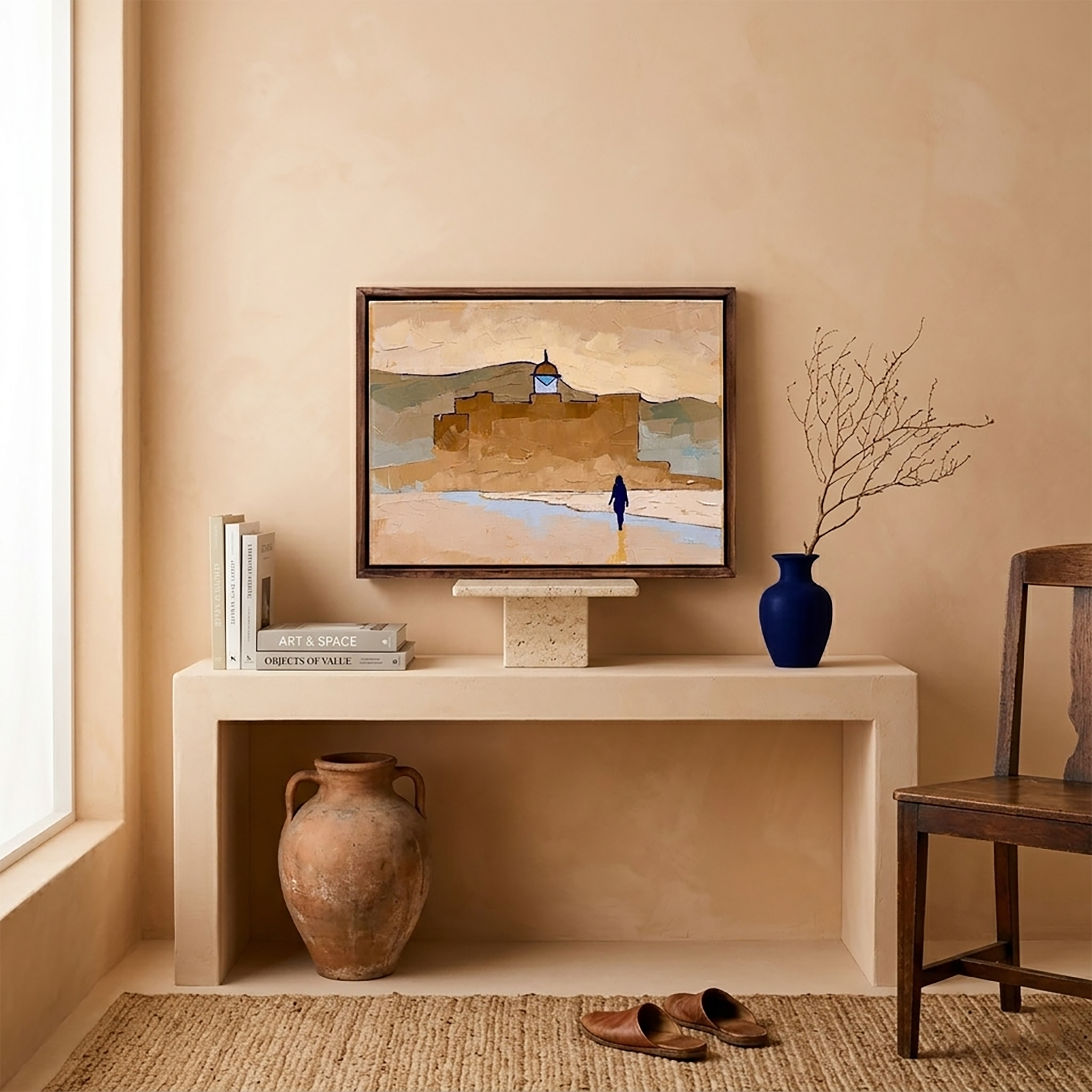 Canary Islands Landscape Painting | Alfredo Kraus Auditorium Expressionism Art, 30x40cm