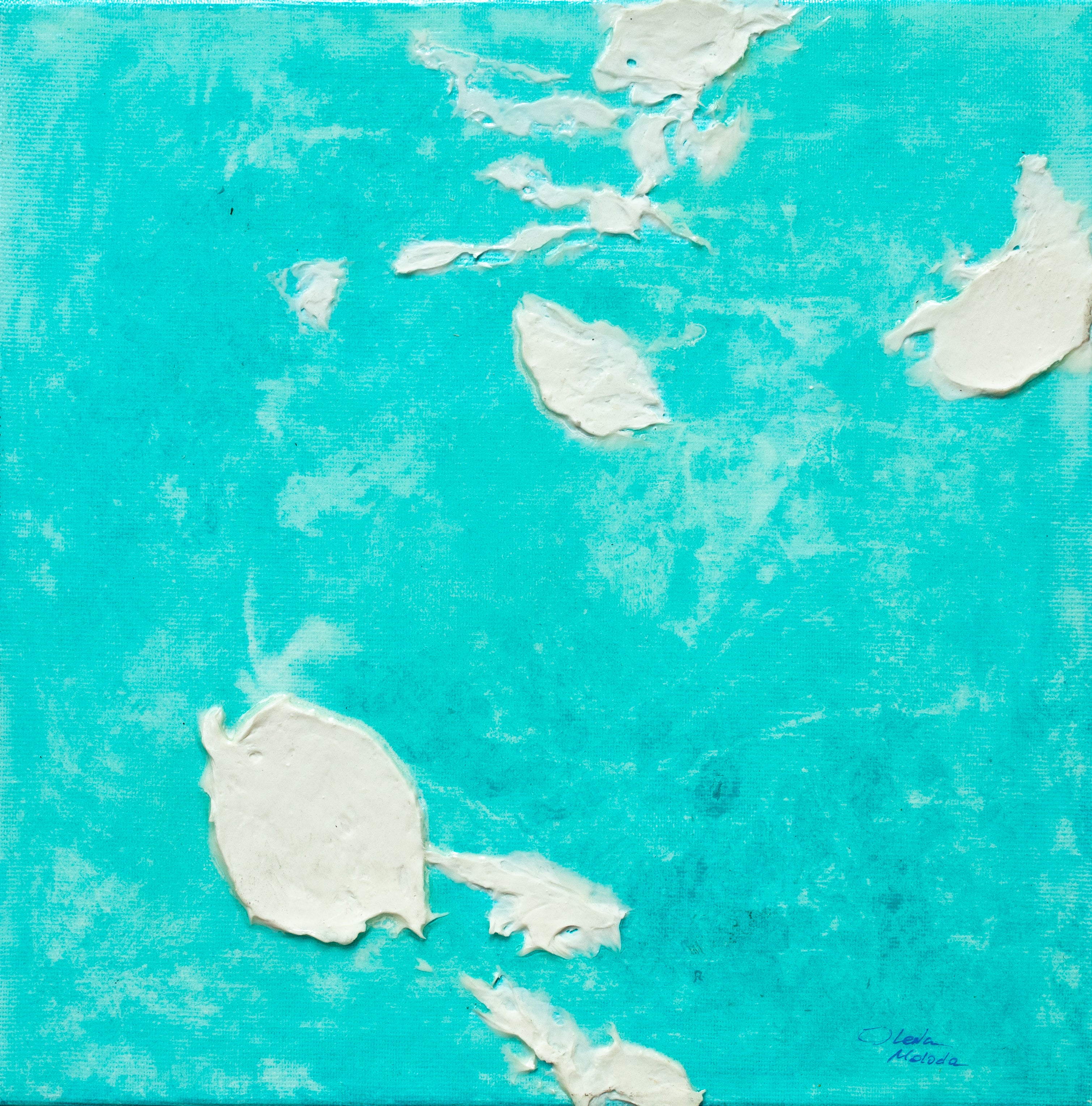 Liquid glass, Original painting on canvas, 30x30cm, Into The Blue M1
