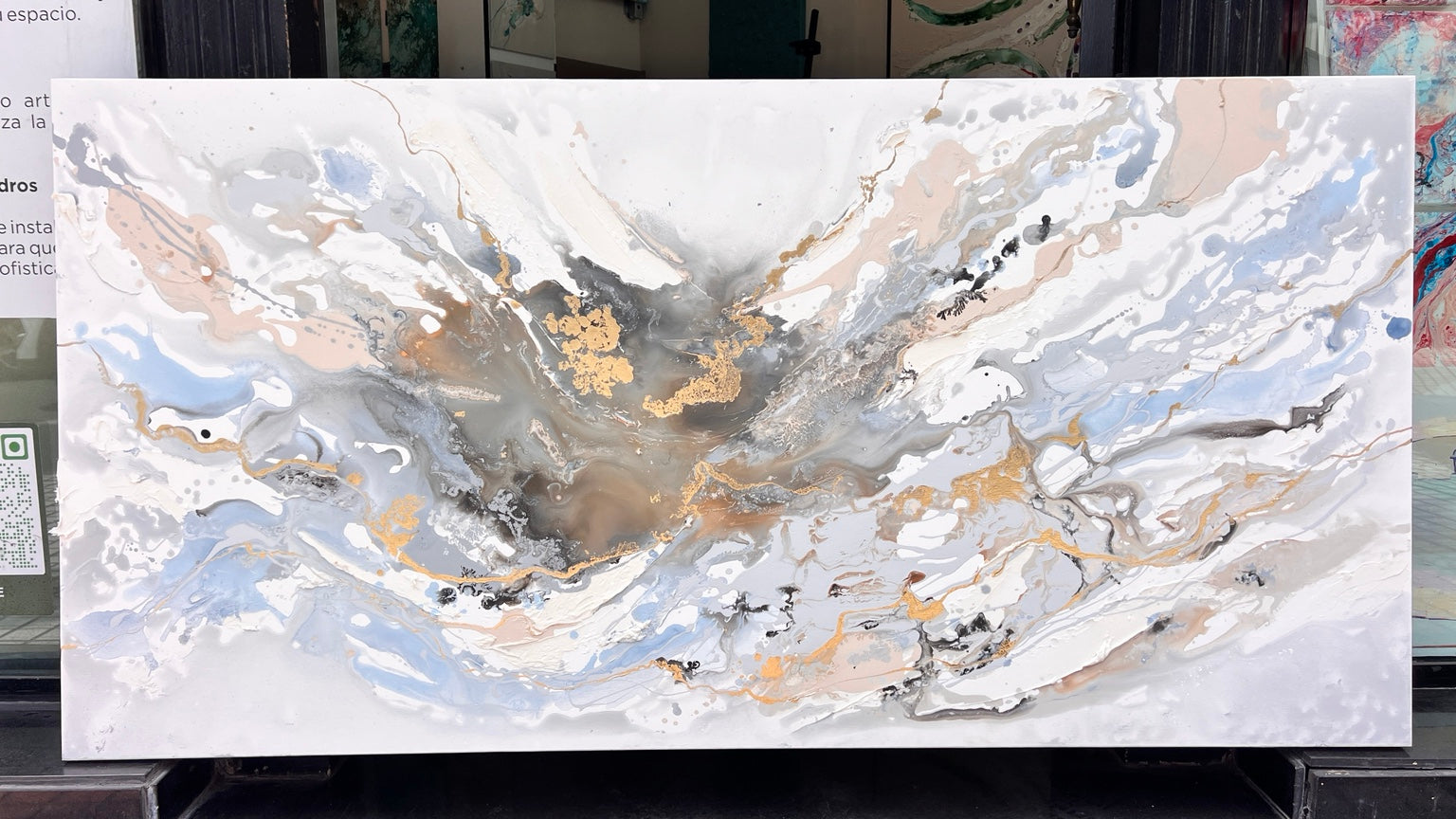 Serenity Tides II, original Moltenism painting by Olena Moloda, 80 × 160 cm