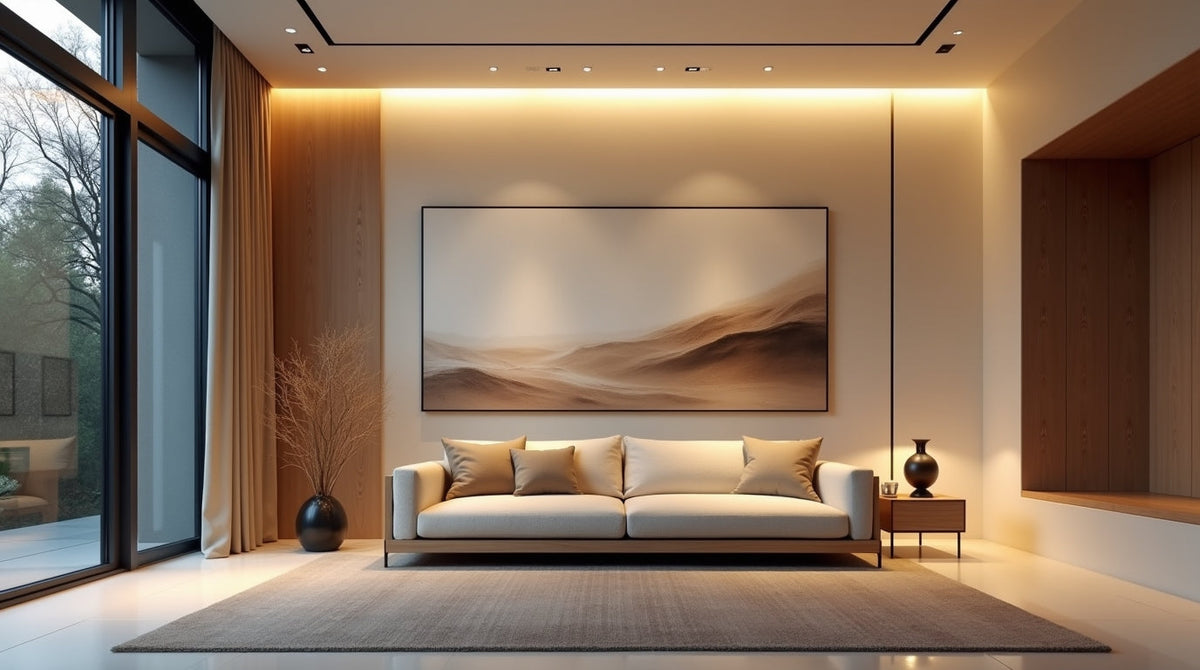 Pintura contemporánea en un interior y su impacto visual en el estado de ánimo