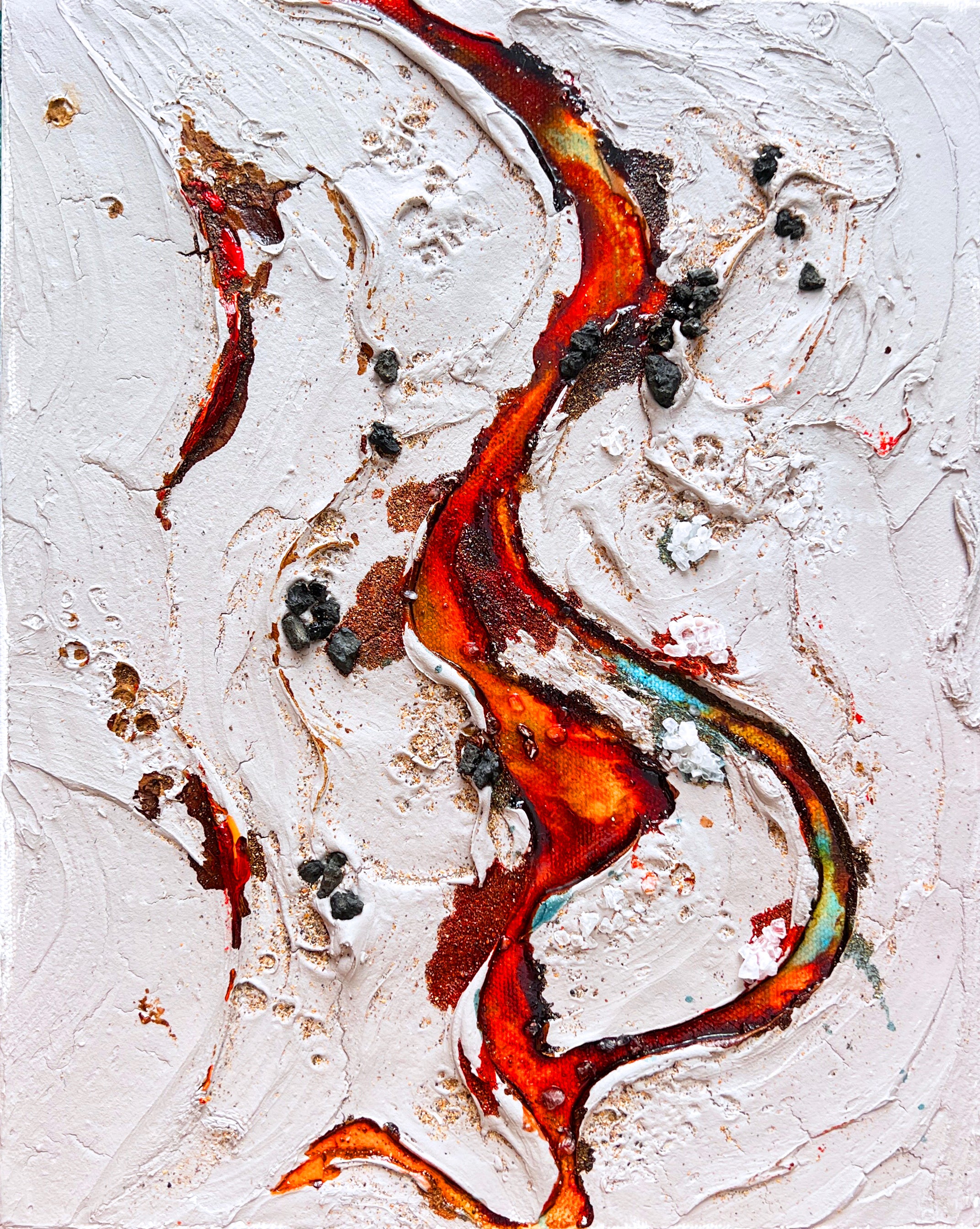 Volcanic Lava painting on Canvas, 25x30cm, canvas, moltenism