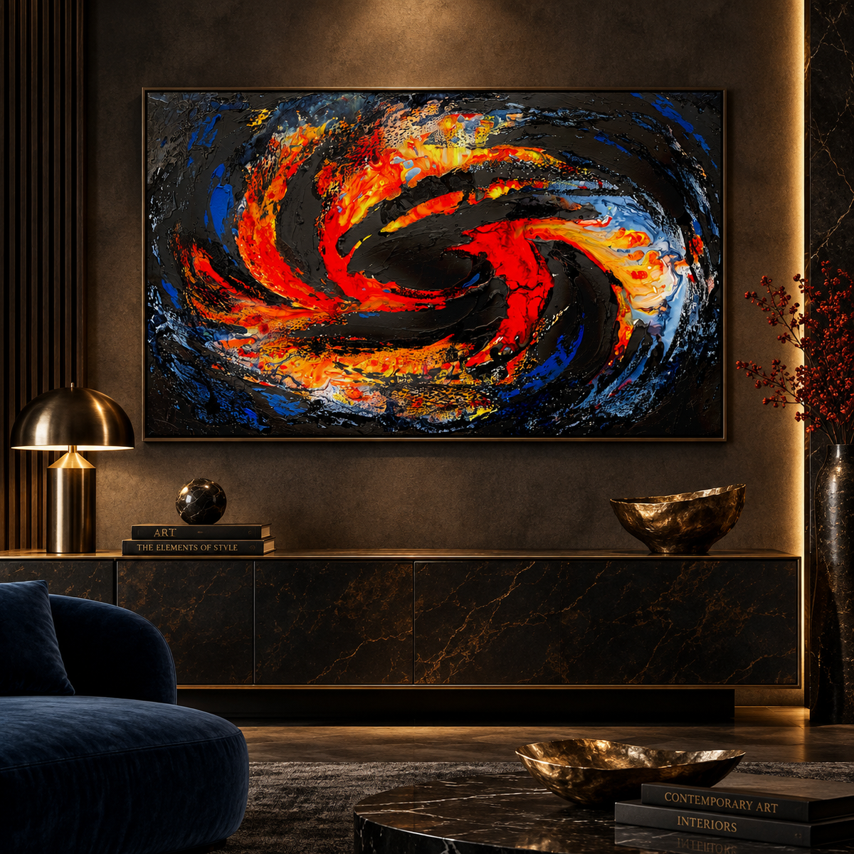 Molten Volcano – Large Abstract Statement Artwork, 100x160cm
