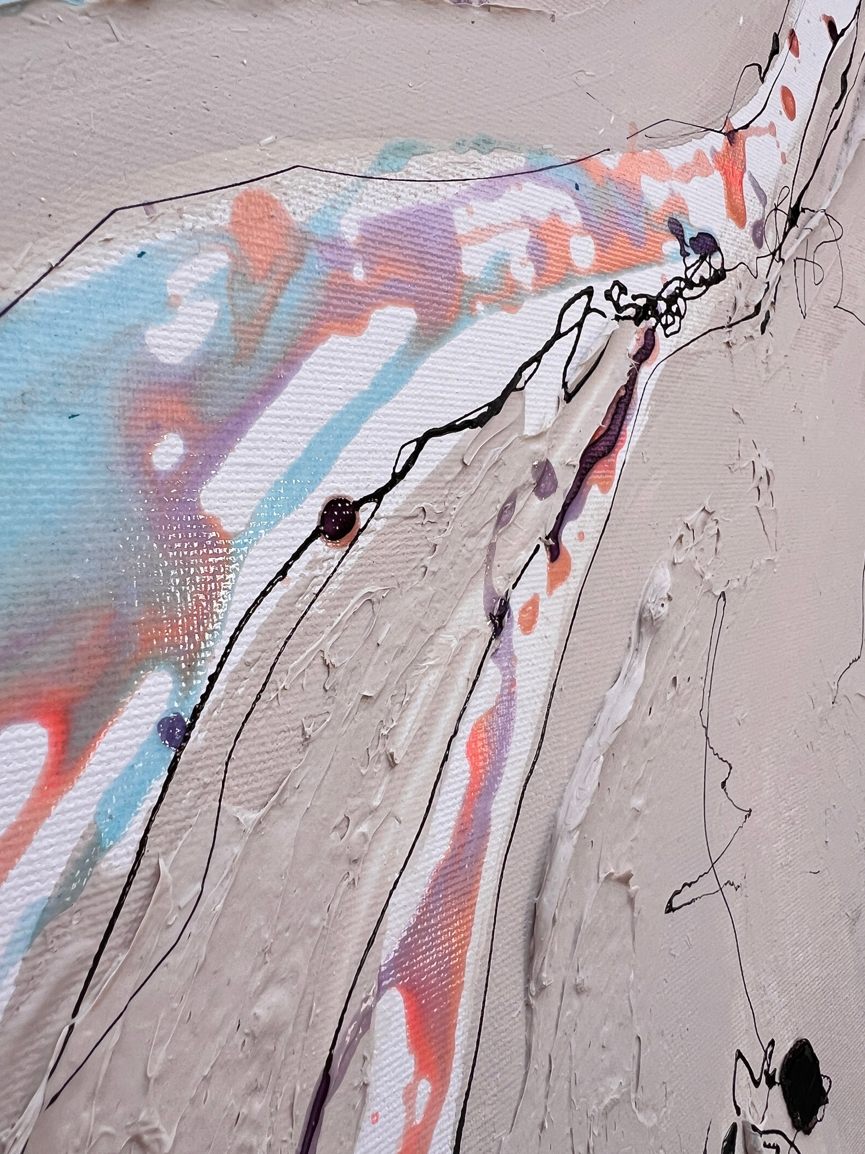 Carried by the Current – Original Flowing Abstract Figure Painting, 73x100cm