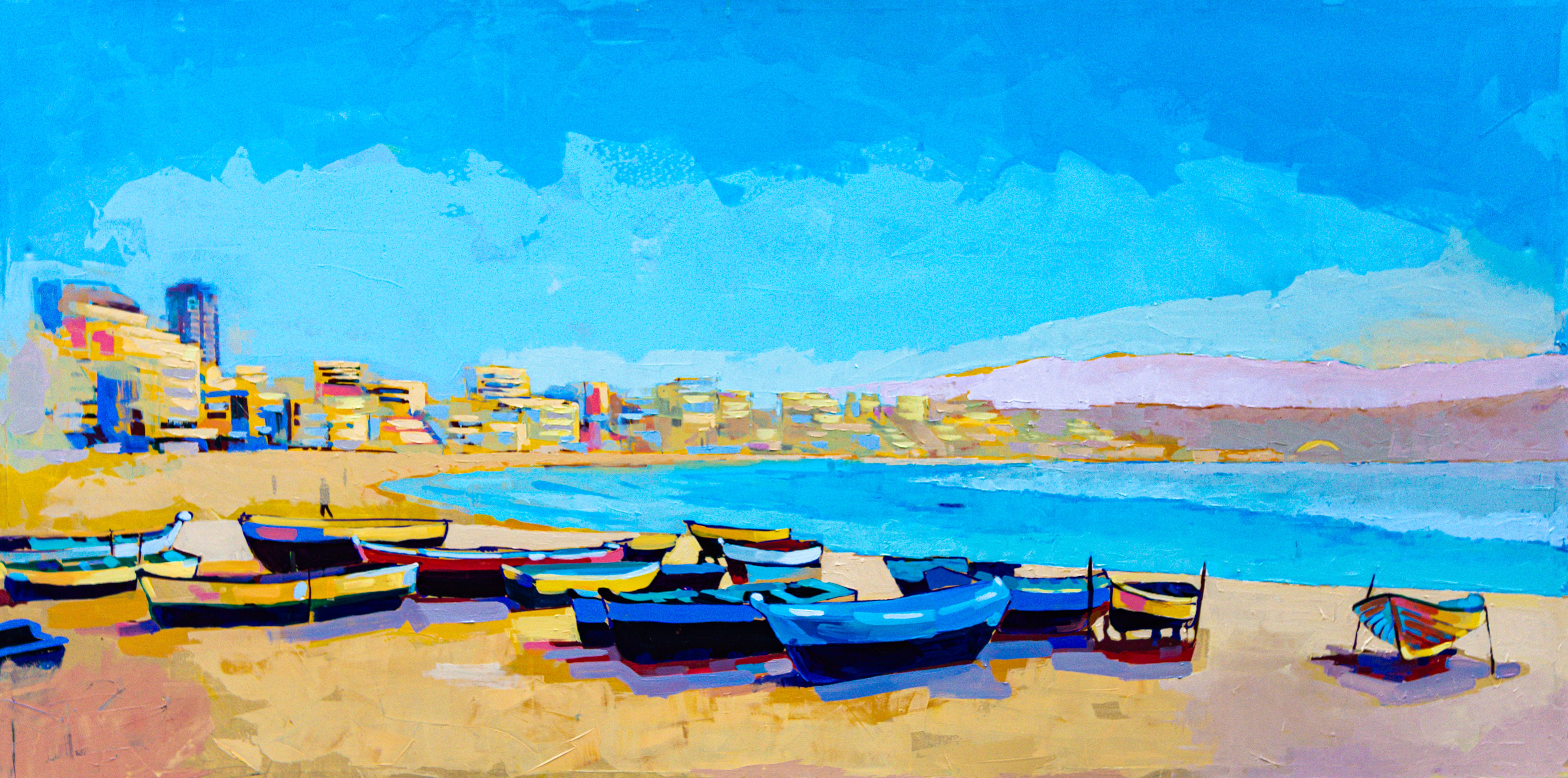 Canary Islands landscape paintings, 200x100cm, Las Canteras 156