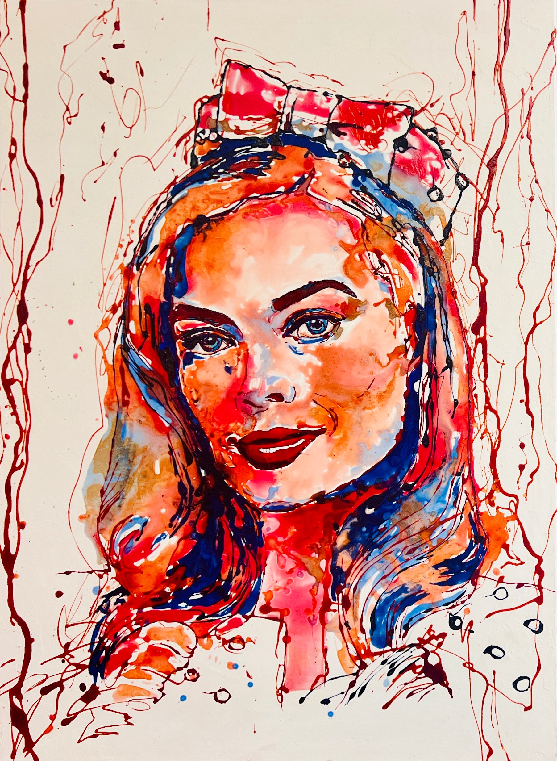 Margot Robbie, Barbie, Originalgemälde, 100x73cm, Moltenismus