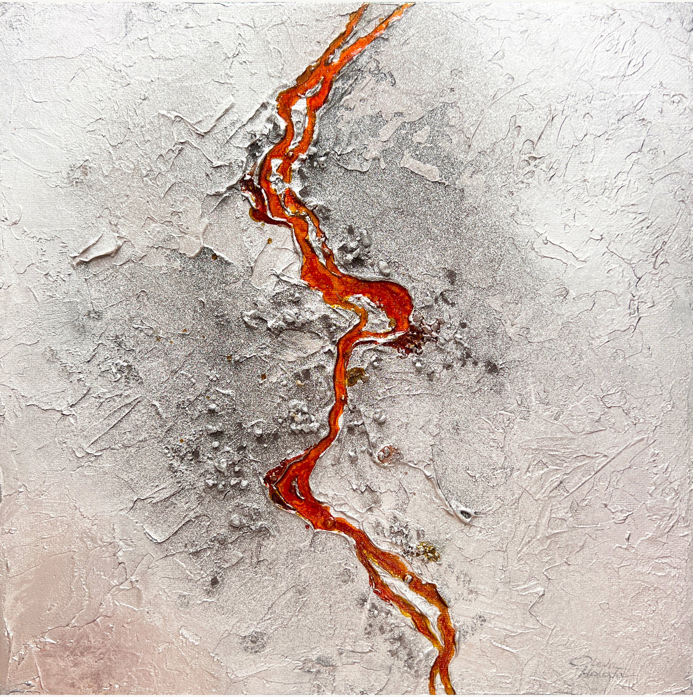 Volcanic Lava painting on Canvas, 30x30cm, canvas, moltenism